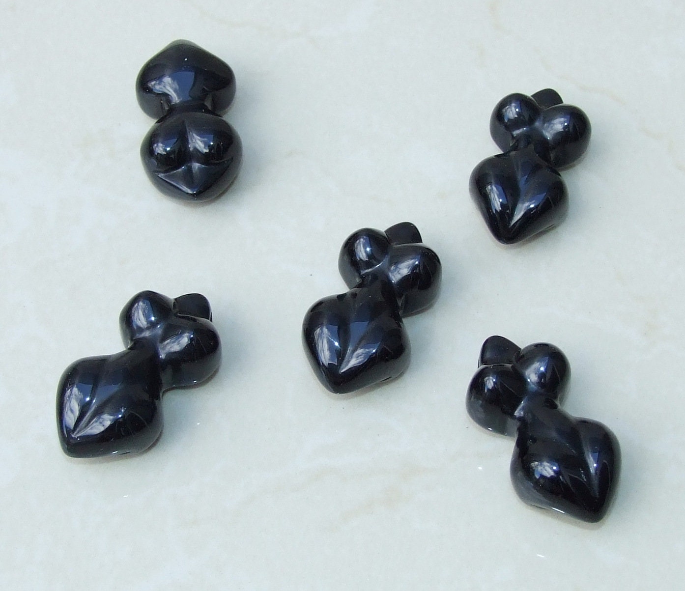 Goddess Pendant, Natural Obsidian Pendants, Carved Pendant, Gemstone Pendant, Fertility Goddess, Jewelry Pendant, 25mm x 50mm - EDGBeadsandGems