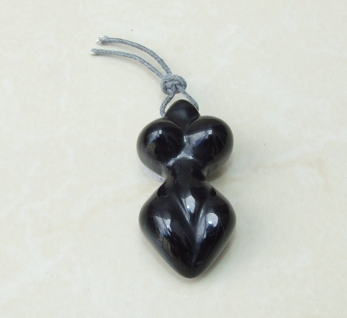 Goddess Pendant, Natural Obsidian Pendants, Carved Pendant, Gemstone Pendant, Fertility Goddess, Jewelry Pendant, 25mm x 50mm - EDGBeadsandGems