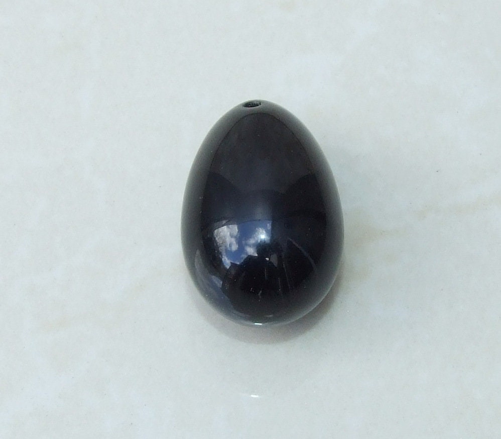 Obsidian Easter Egg Pendant, Natural Obsidian Pendants, Carved Pendant, Gemstone Pendant, Jewelry Pendant, Fertility Egg, 25mm x 40mm - EDGBeadsandGems