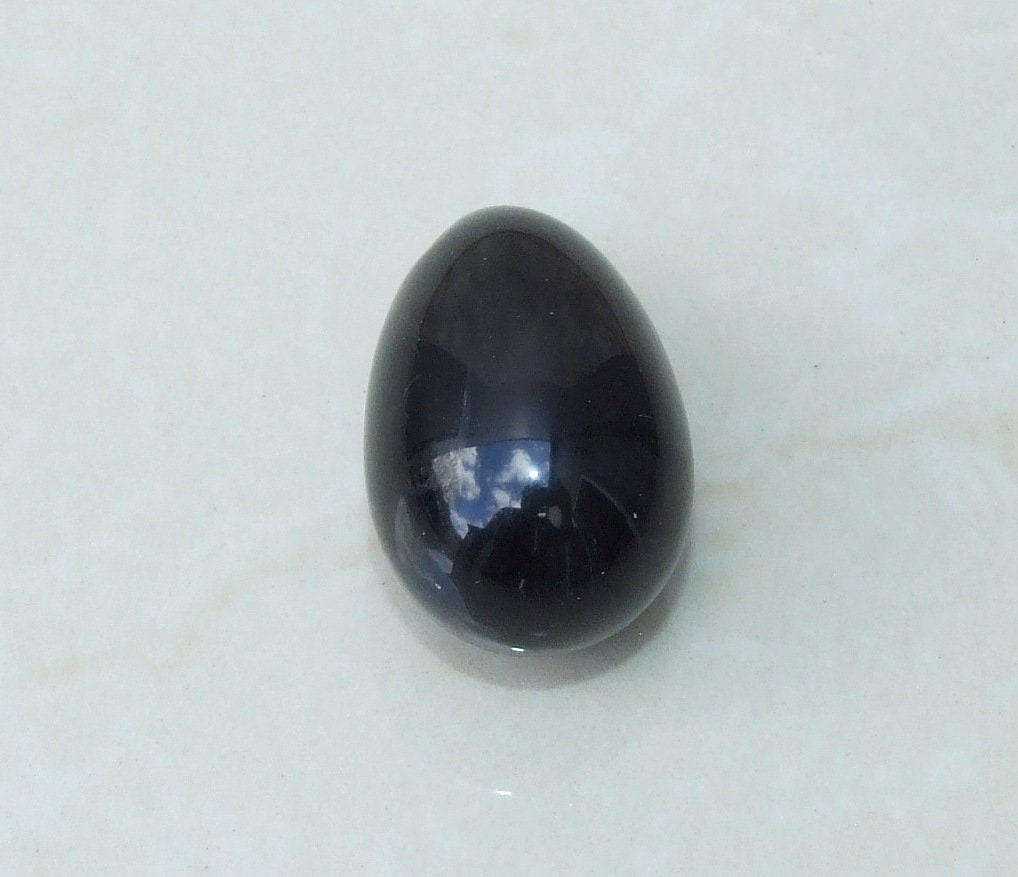 Obsidian Easter Egg Pendant, Natural Obsidian Pendants, Carved Pendant, Gemstone Pendant, Jewelry Pendant, Fertility Egg, 25mm x 40mm - EDGBeadsandGems