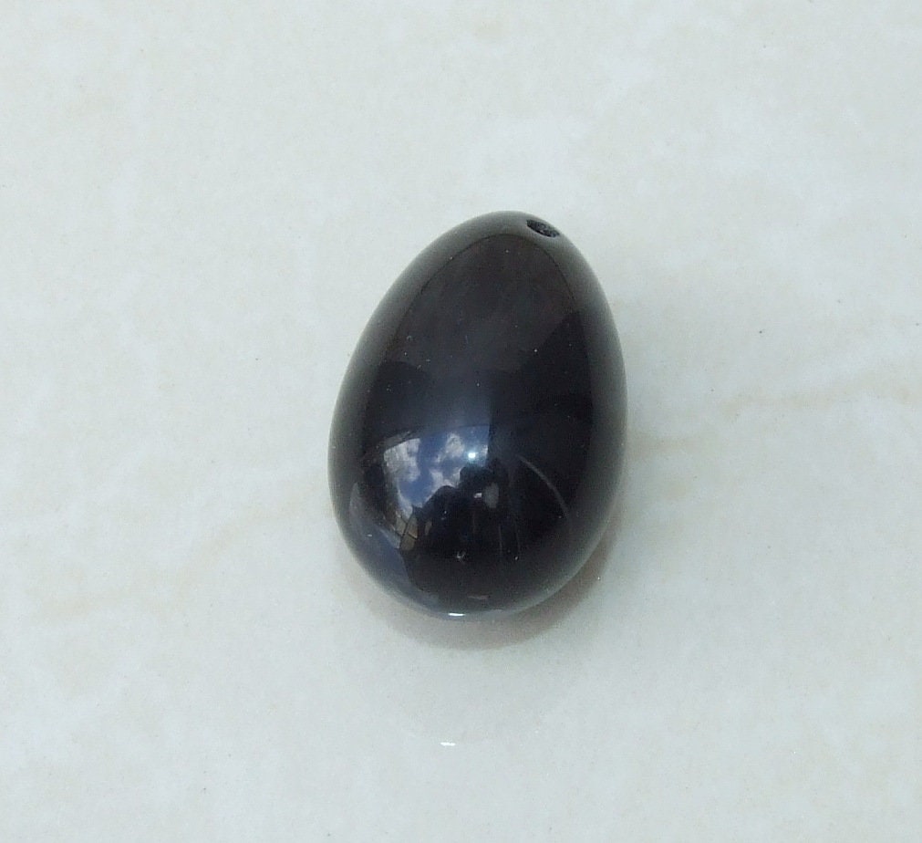 Obsidian Easter Egg Pendant, Natural Obsidian Pendants, Carved Pendant, Gemstone Pendant, Jewelry Pendant, Fertility Egg, 25mm x 40mm - EDGBeadsandGems
