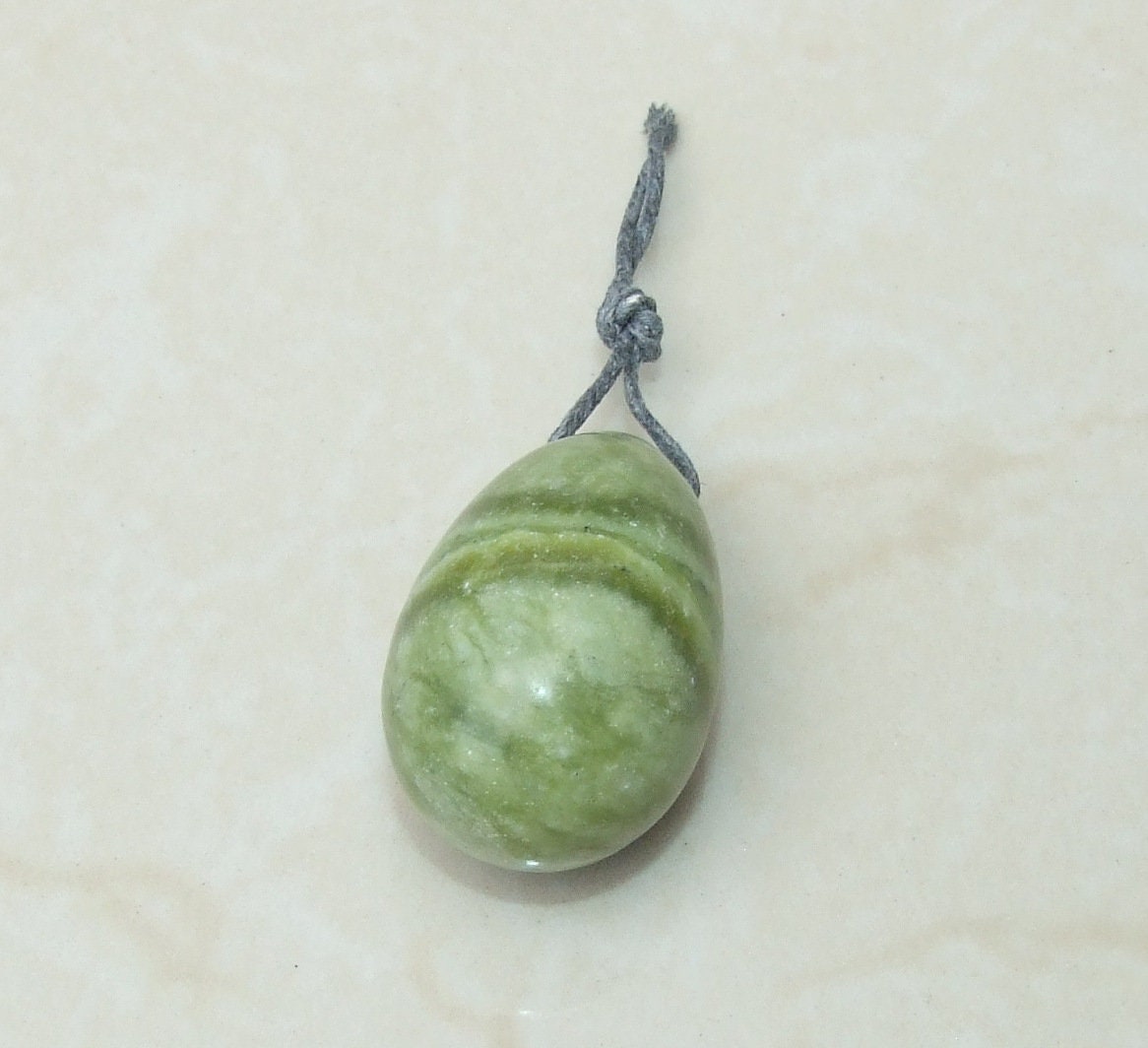 Green Jade Easter Egg Pendant, Natural Green Jade Pendants, Carved Pendant, Gemstone Pendant, Jewelry Pendant, Fertility Egg, 25mm x 40mm - EDGBeadsandGems