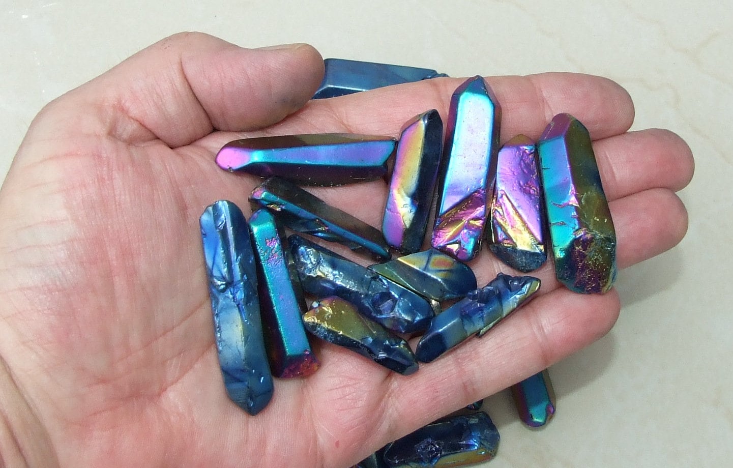 7 Small Lightly Polished Undrilled Bulk Quartz Crystals Points, Titanium Quartz, Gemstone Beads, Pendant, Wand, Healing Quartz, 30-45+mm - EDGBeadsandGems