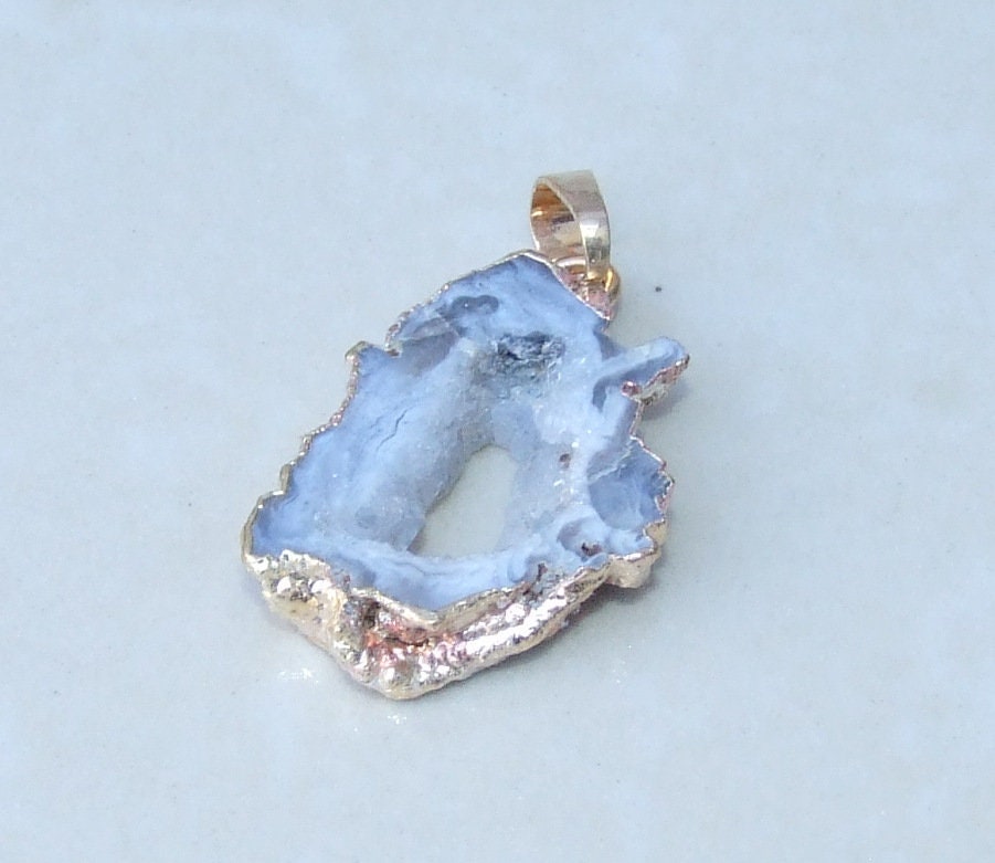 Druzy Pendant, Agate Slice, Geode Pendant, Gemstone Pendant, Druzy Necklace, Druzy Quartz, Large Geode, Druzy Charm, Geode Jewelry, 30/40mm - EDGBeadsandGems