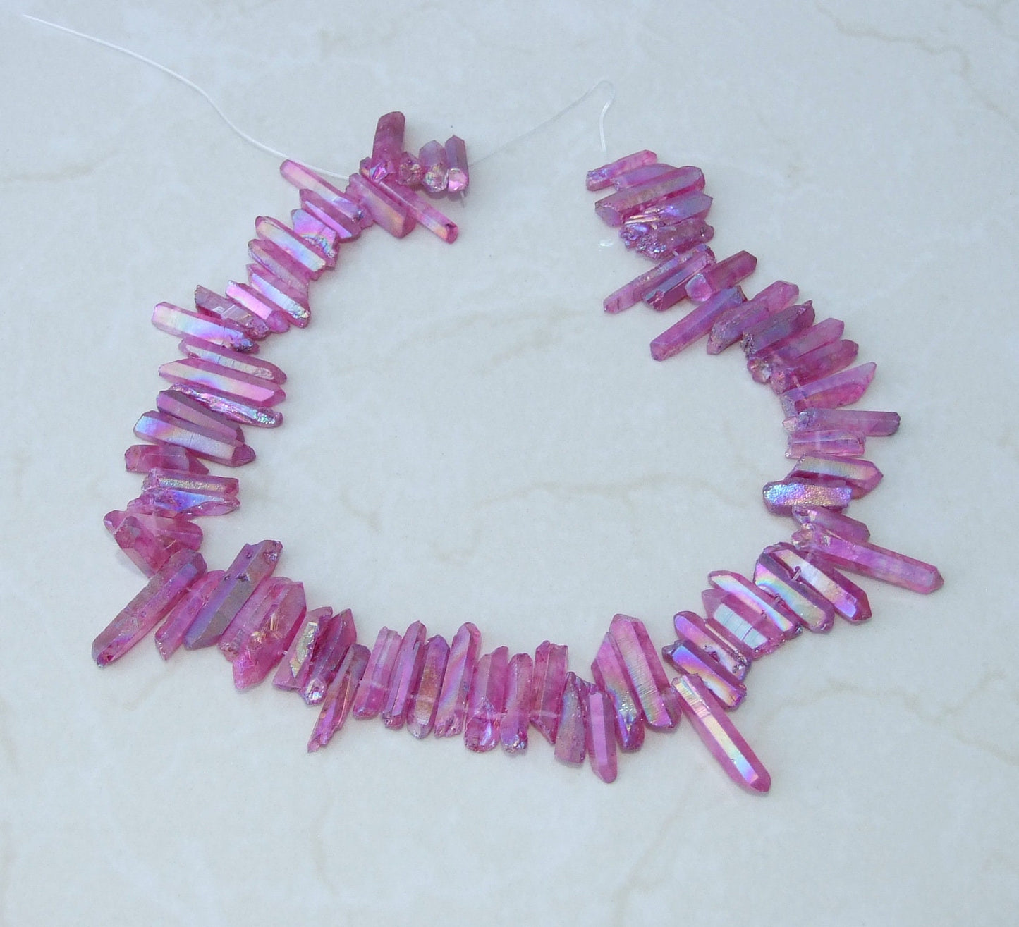 Purple Titanium AB Quartz Points, Titanium Quartz Points Strand, Raw Quartz Points Drilled, Quartz Crystals Points Strand Beads, 20-30mm - EDGBeadsandGems