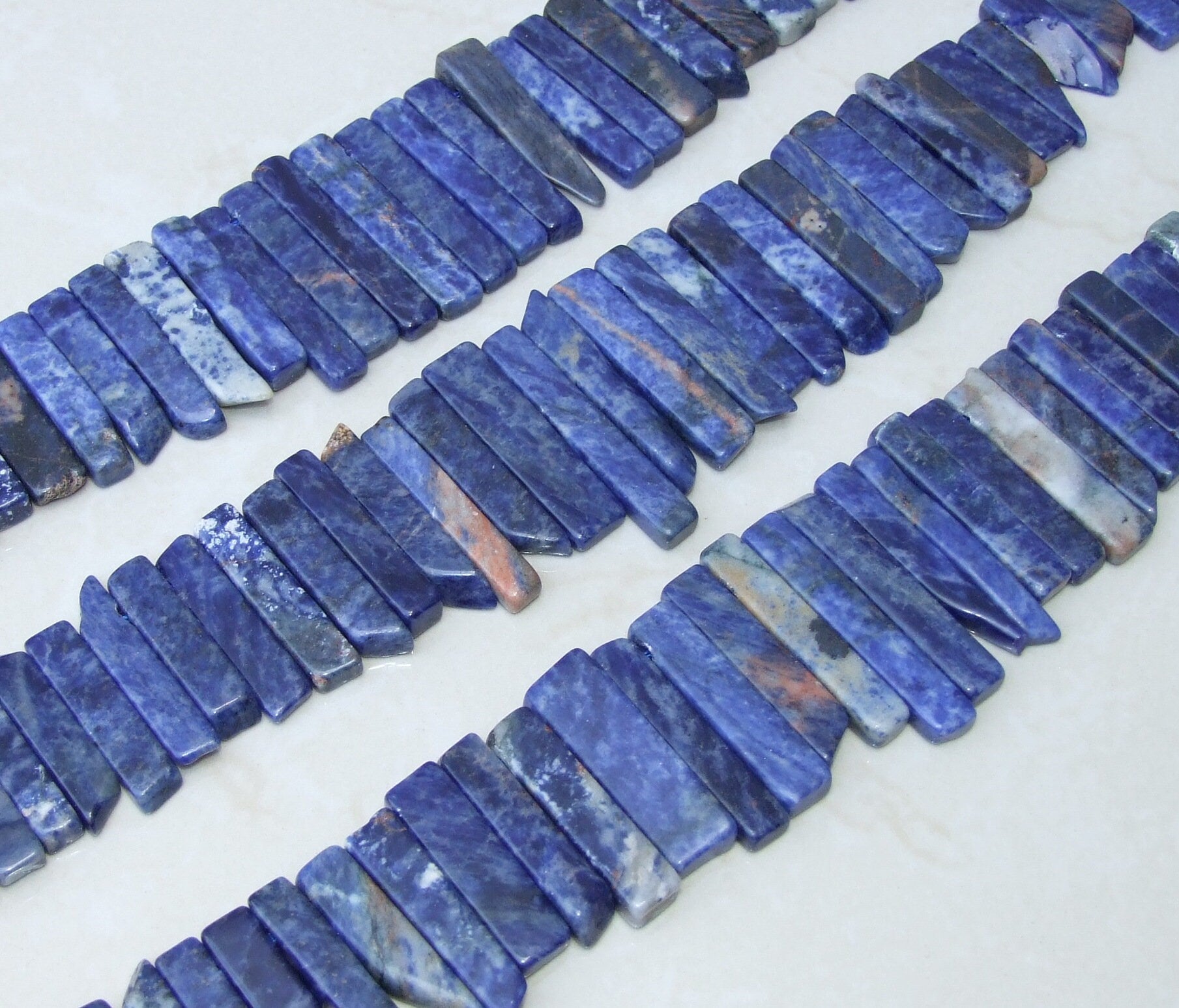 Sodalite Beads, Gemstone Slice, Sodalite Pendant, Sodalite Slice, Gemstone Beads, Sodalite Jewelry Supplies, Half Strand - 30mm to 50mm - EDGBeadsandGems