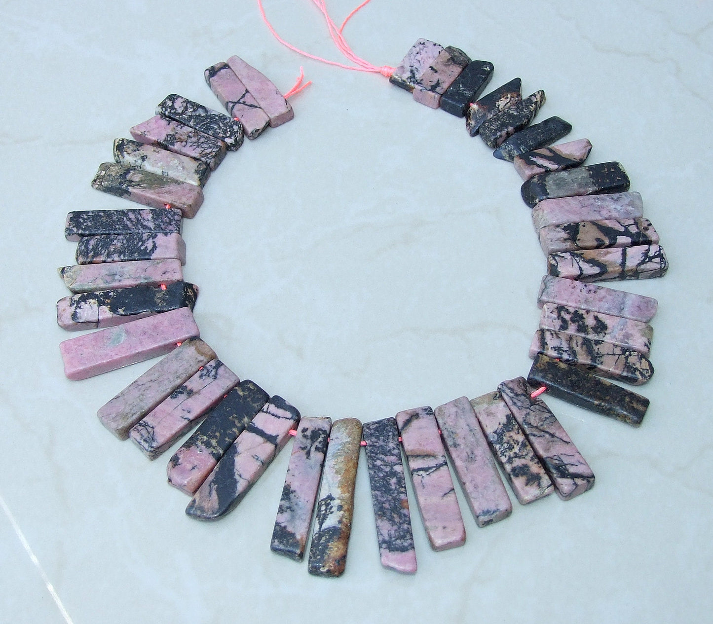 Rhodonite Beads, Polished Slice, Rhodonite Pendant, Rhodonite Slice, Gemstone Beads, Rhodonite Jewelry Supplies, Half Strand - 30mm to 45mm - EDGBeadsandGems