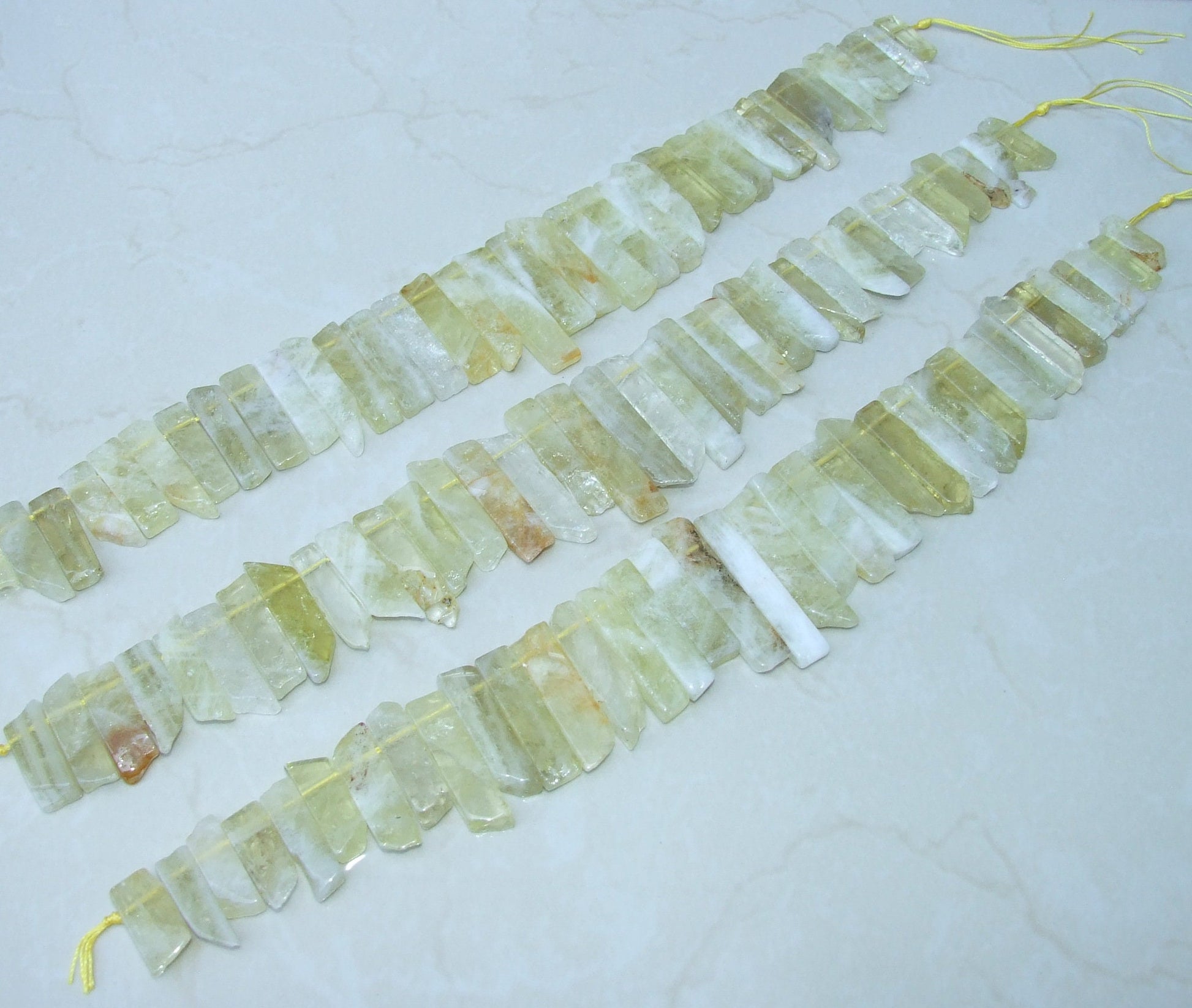 Lemon Quartz Slice , Polished Quartz Beads, Quartz Pendants, Gemstone Beads, Quartz Jewelry Stones Supplies, Half Strand, 20mm to 45+mm - EDGBeadsandGems