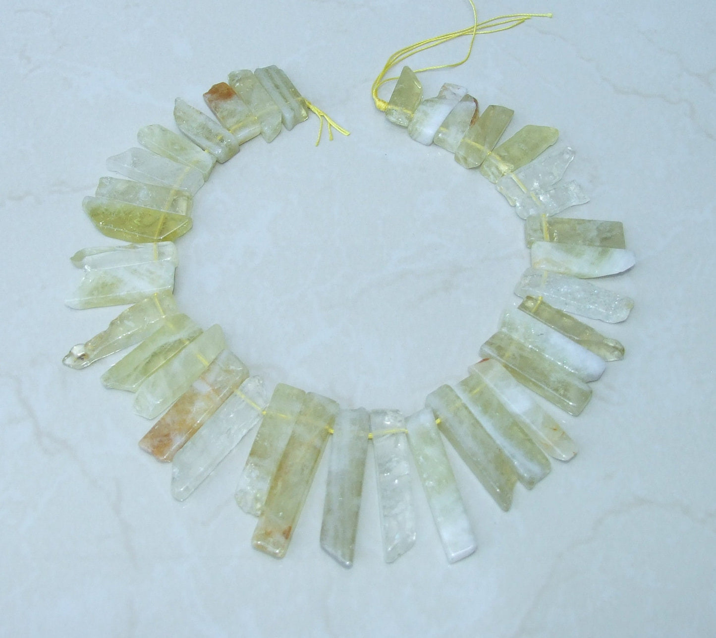 Lemon Quartz Slice , Polished Quartz Beads, Quartz Pendants, Gemstone Beads, Quartz Jewelry Stones Supplies, Half Strand, 20mm to 45+mm - EDGBeadsandGems