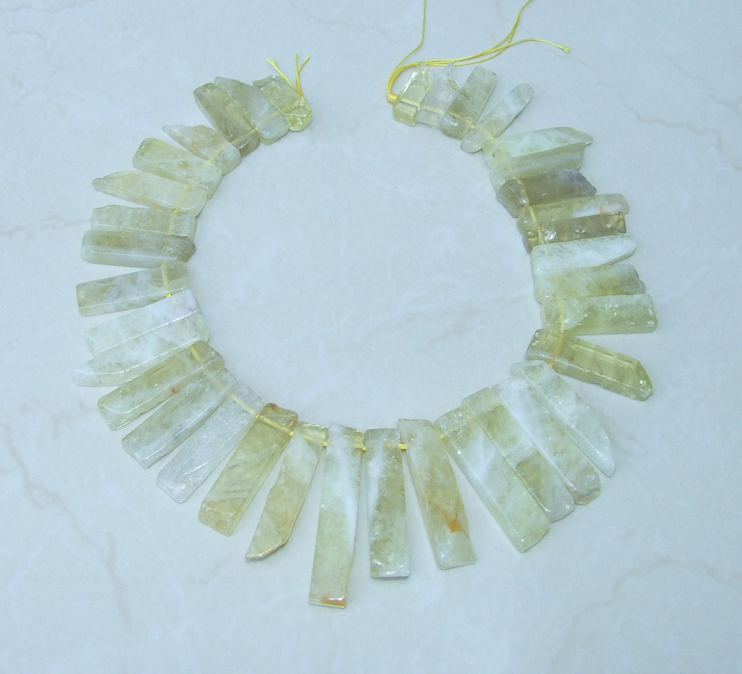 Lemon Quartz Slice , Polished Quartz Beads, Quartz Pendants, Gemstone Beads, Quartz Jewelry Stones Supplies, Half Strand, 20mm to 45+mm - EDGBeadsandGems