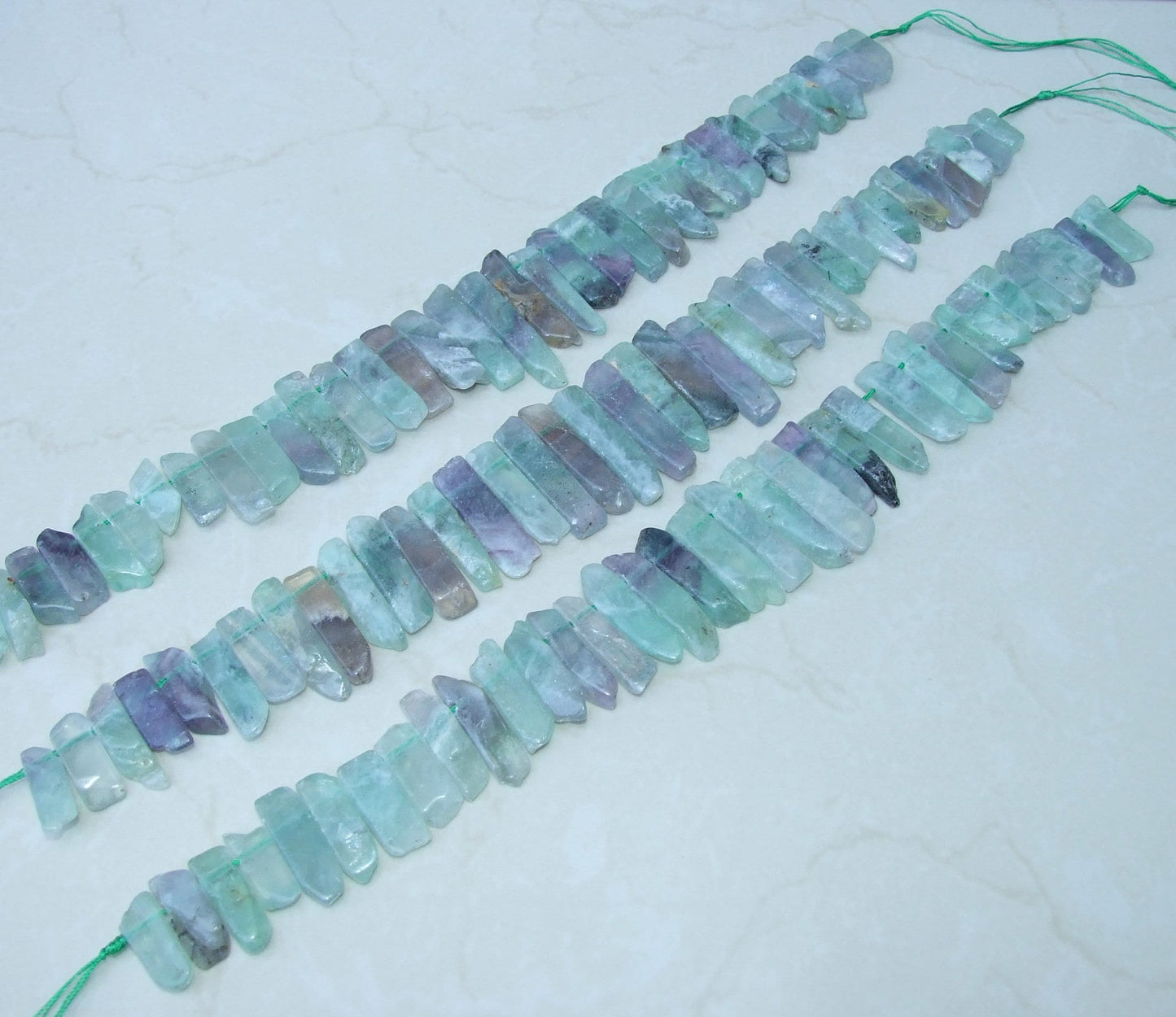 Fluorite Beads, Polished Natural Fluorite Slice, Fluorite Pendants, Gemstone Beads, Fluorite Points Jewelry, Half Strand - 25mm to 40+mm - EDGBeadsandGems