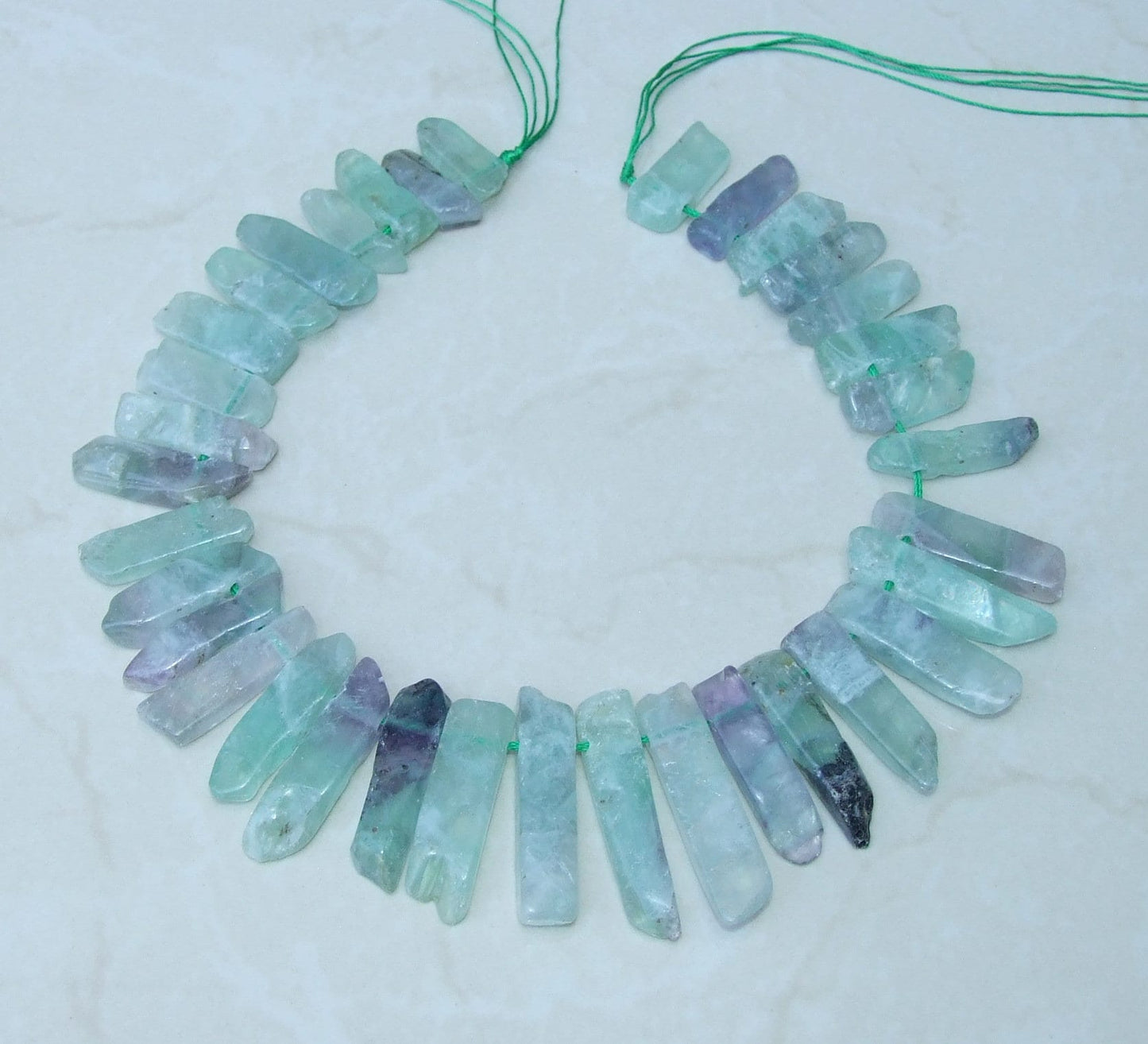 Fluorite Beads, Polished Natural Fluorite Slice, Fluorite Pendants, Gemstone Beads, Fluorite Points Jewelry, Half Strand - 25mm to 40+mm - EDGBeadsandGems