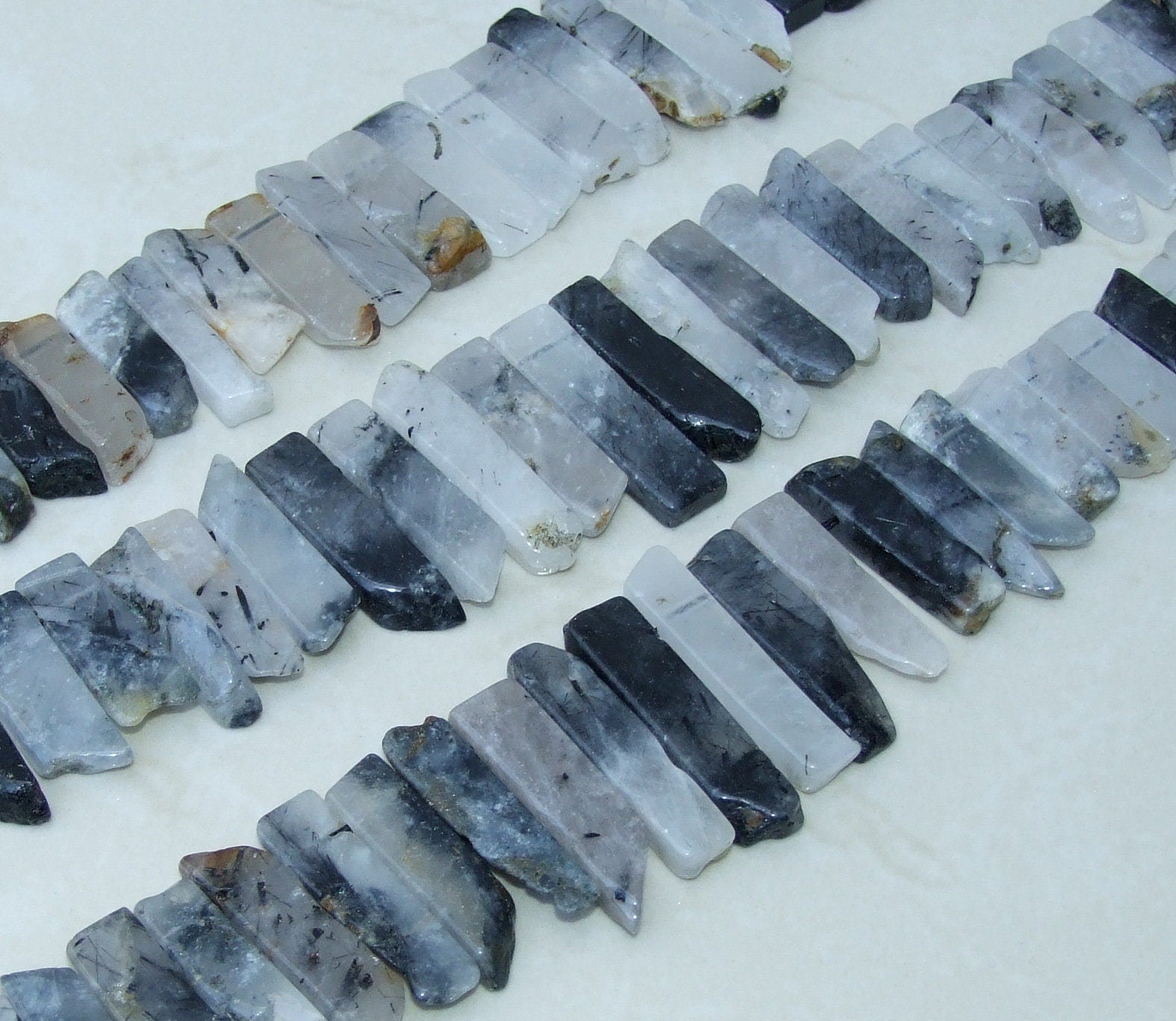 Rutilated Quartz Slice , Polished Quartz Beads, Quartz Pendants, Gemstone Beads, Quartz Jewelry Stones Supplies, Half Strand, 20mm to 45+mm - EDGBeadsandGems
