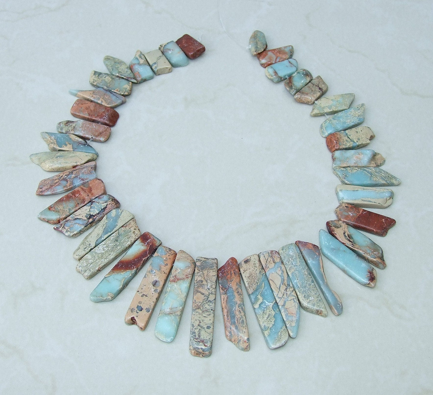 African Opal Beads for Jewelry Making, Aqua Terra Jasper Slice Beads for Necklace Making, Imperial Jasper Slab Bead Strand, Loose Beads 45mm - EDGBeadsandGems