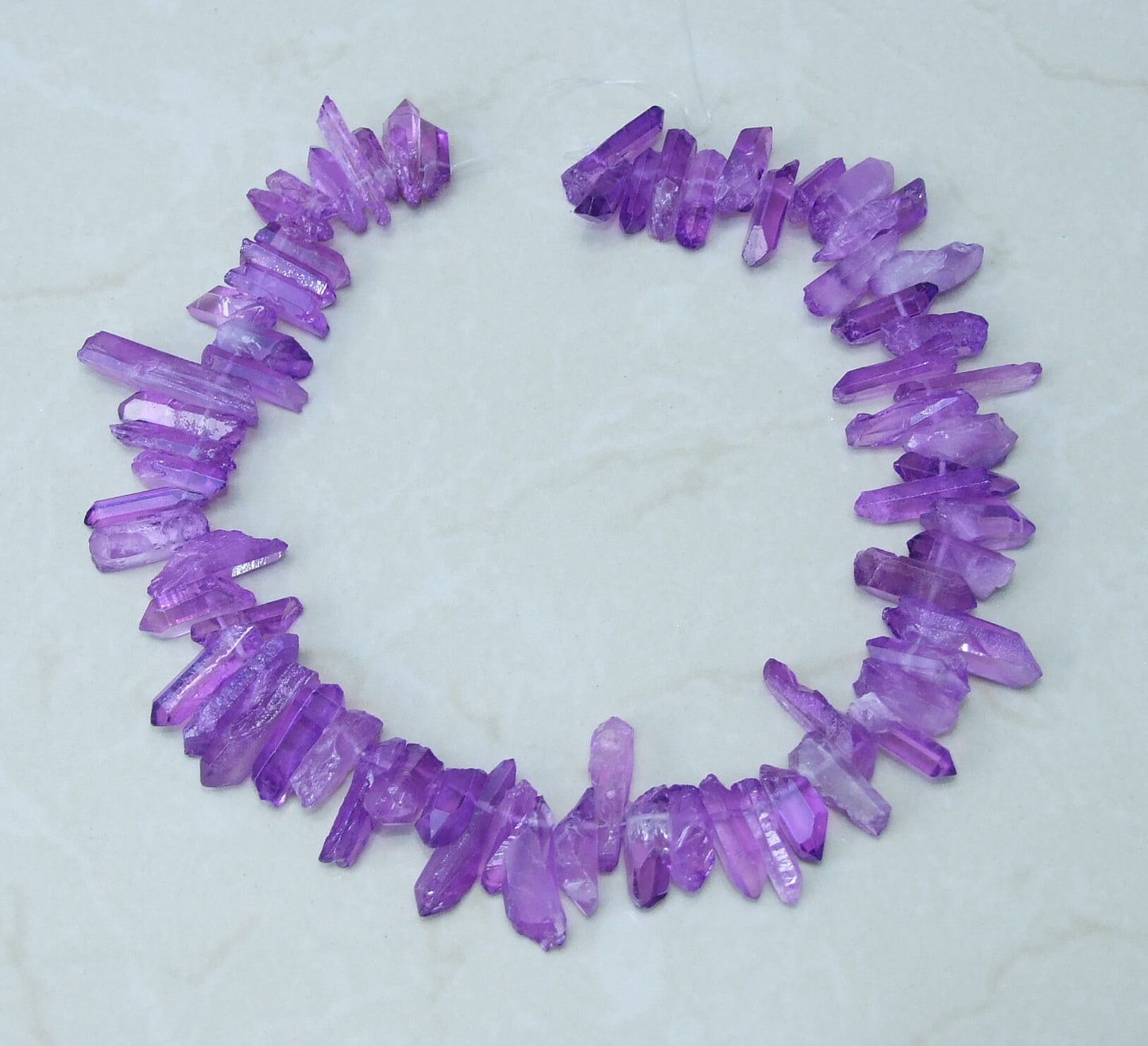 Purple Quartz Points, Titanium Gemstone Quartz Points Strand, Raw Quartz Points, Quartz Crystals Points Strand Beads, Gemstone Bead, 15-30mm - EDGBeadsandGems