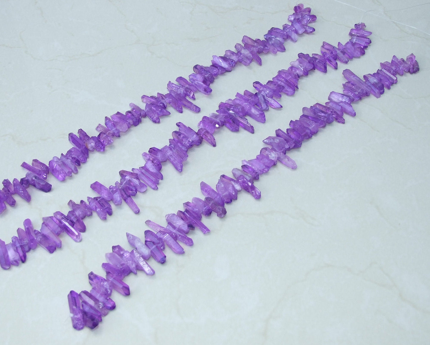 Purple Quartz Points, Titanium Gemstone Quartz Points Strand, Raw Quartz Points, Quartz Crystals Points Strand Beads, Gemstone Bead, 15-30mm - EDGBeadsandGems