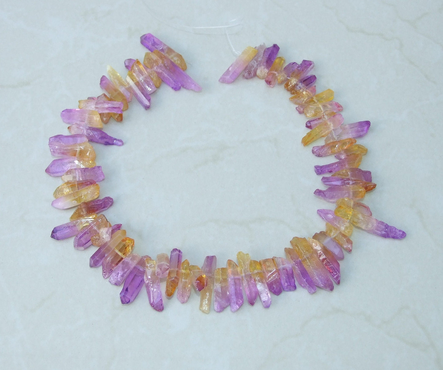 Purple Yellow Quartz Points, Titanium Gemstone Quartz Points Strand, Raw AB Quartz Points, Quartz Crystals Points Strand Beads 15-30+mm - EDGBeadsandGems