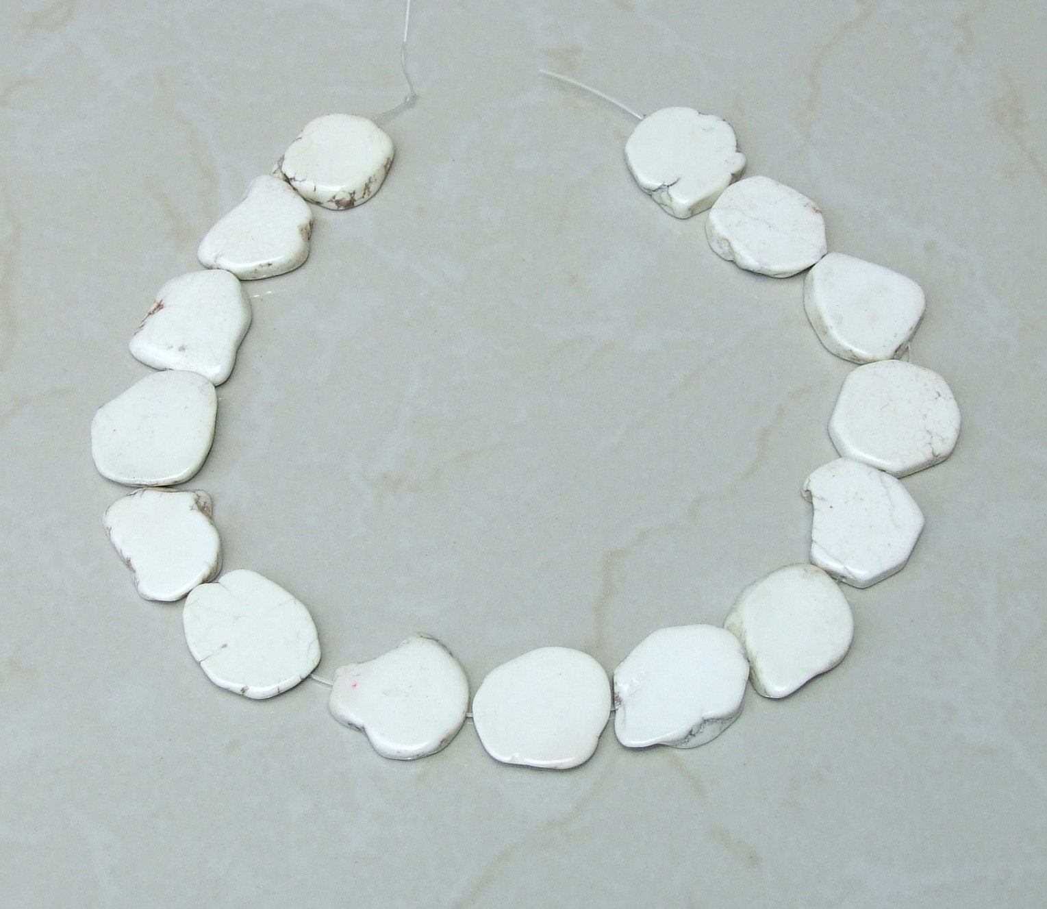 White Magnesite Beads, Magnesite Nuggets Beads Slabs, Howlite Beads, Slab Gemstones, Howlite Necklace, Loose Stones, Slabs - 30mm to 35mm - EDGBeadsandGems