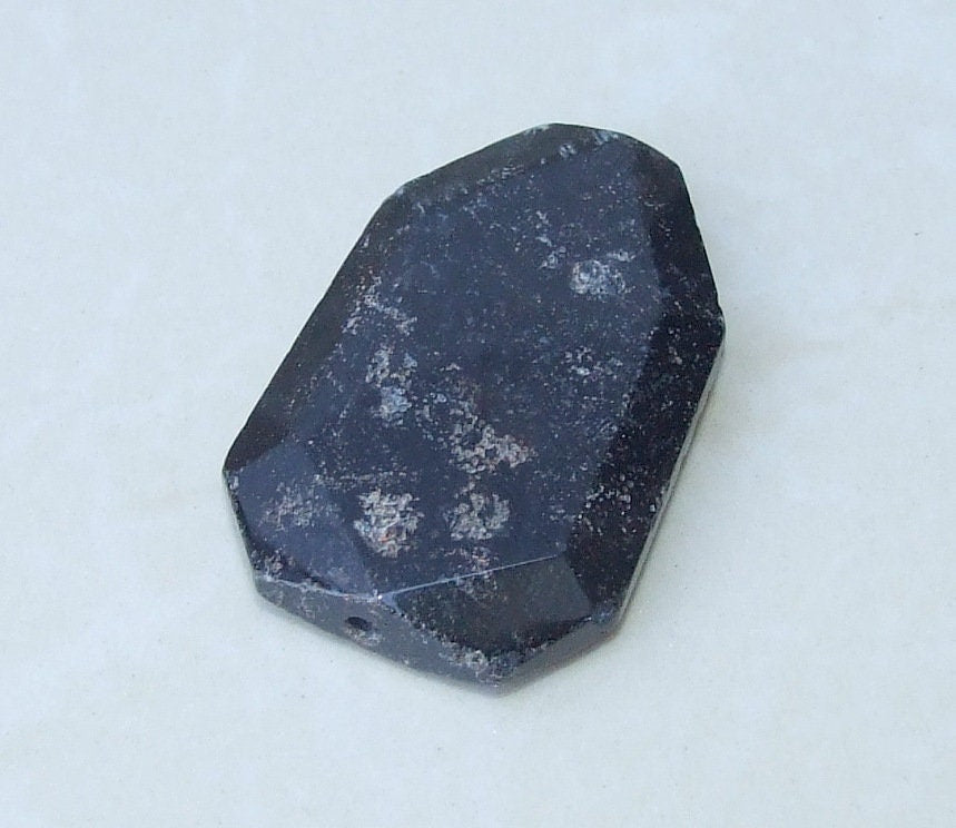 Black Fossil Coral Pendant- Fossil Coral Beads - Gemstone Pendant - Coral Pendant - Faceted - Fossilized Coral - 32mm x 49mm - 8791 - EDGBeadsandGems
