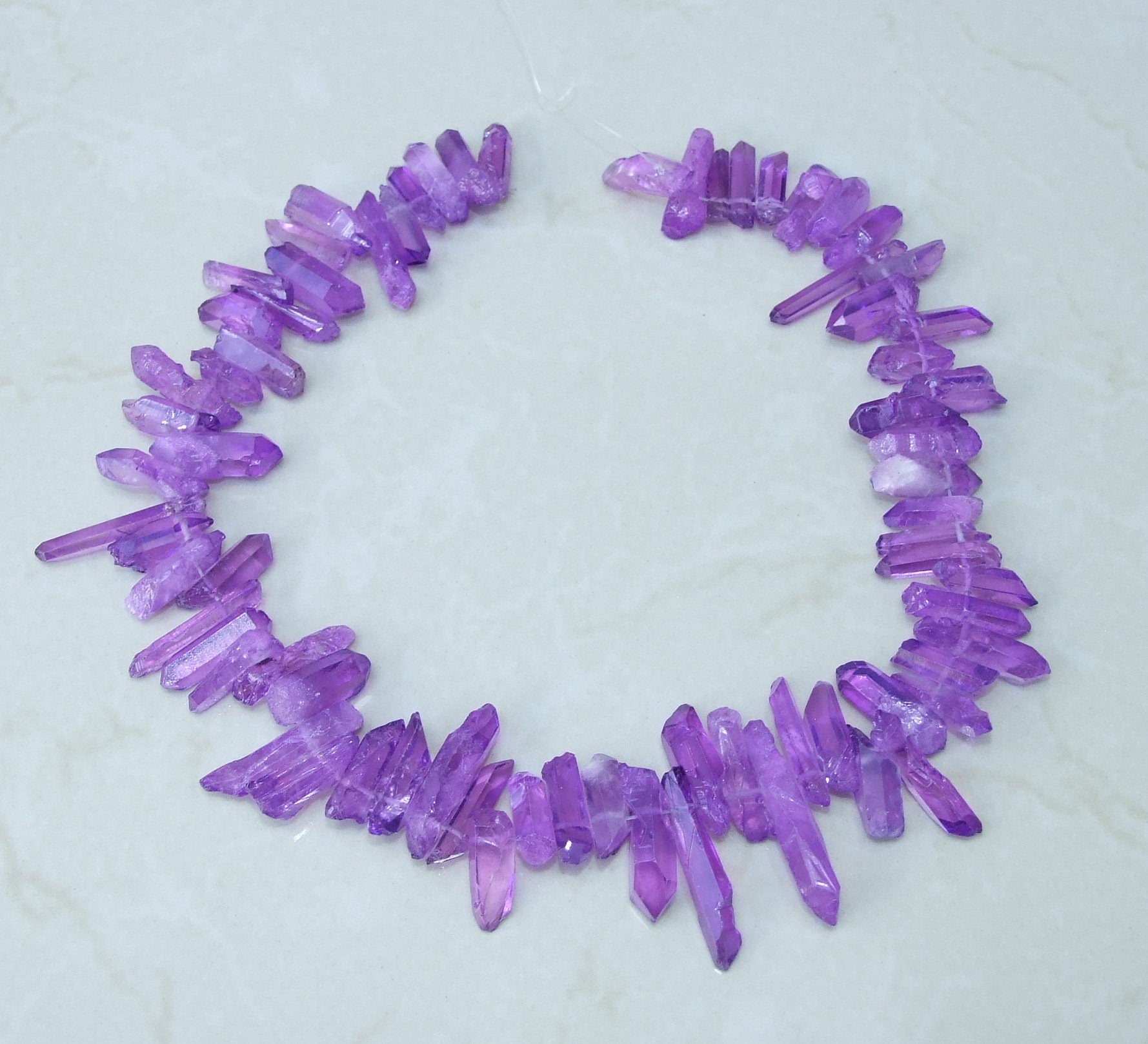 Purple Quartz Points, Titanium Gemstone Quartz Points Strand, Raw Quartz Points, Quartz Crystals Points Strand Beads, Gemstone Bead, 15-30mm - EDGBeadsandGems