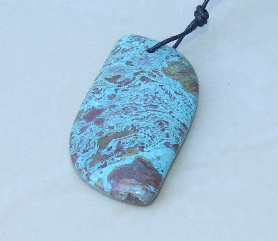 Ocean Jasper Pendant, Highly Polished Stone Pendant, Druzy Pendant, Gemstone Pendant, Jasper Pendant, Necklace Pendant, 24mm x 46mm - 8988 - EDGBeadsandGems