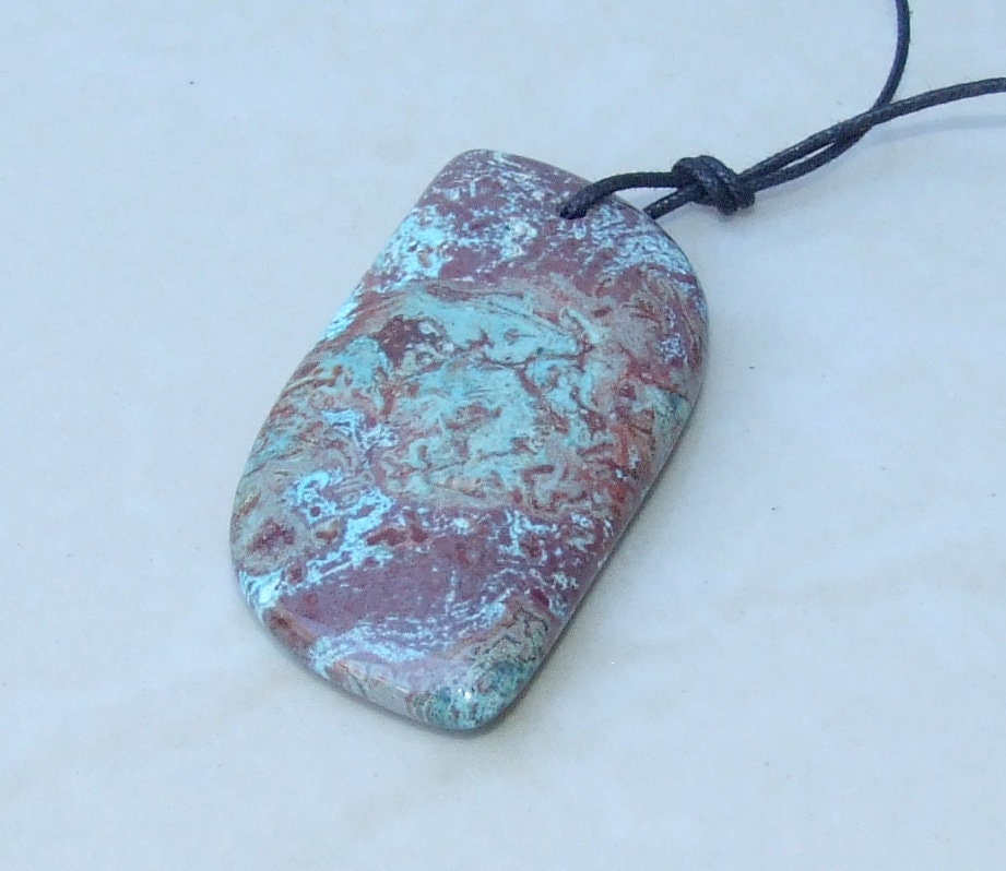 Ocean Jasper Pendant, Highly Polished Stone Pendant, Druzy Pendant, Gemstone Pendant, Jasper Pendant, Necklace Pendant, 24mm x 46mm - 8993 - EDGBeadsandGems