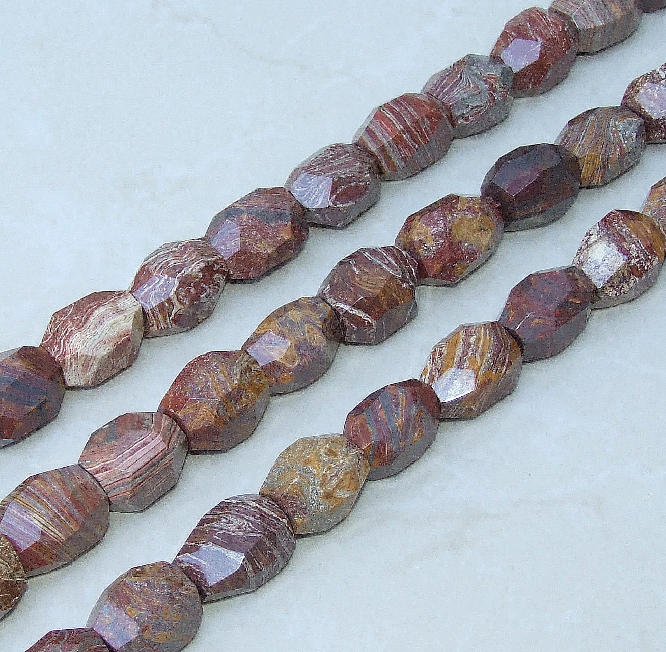 Petrified Wood Jasper Faceted Barrel Nugget Bead, Jasper Pendant, Gemstone Beads, Jewelry Stones, Jasper Beads, Half Strand - 18mm x 25mm - EDGBeadsandGems