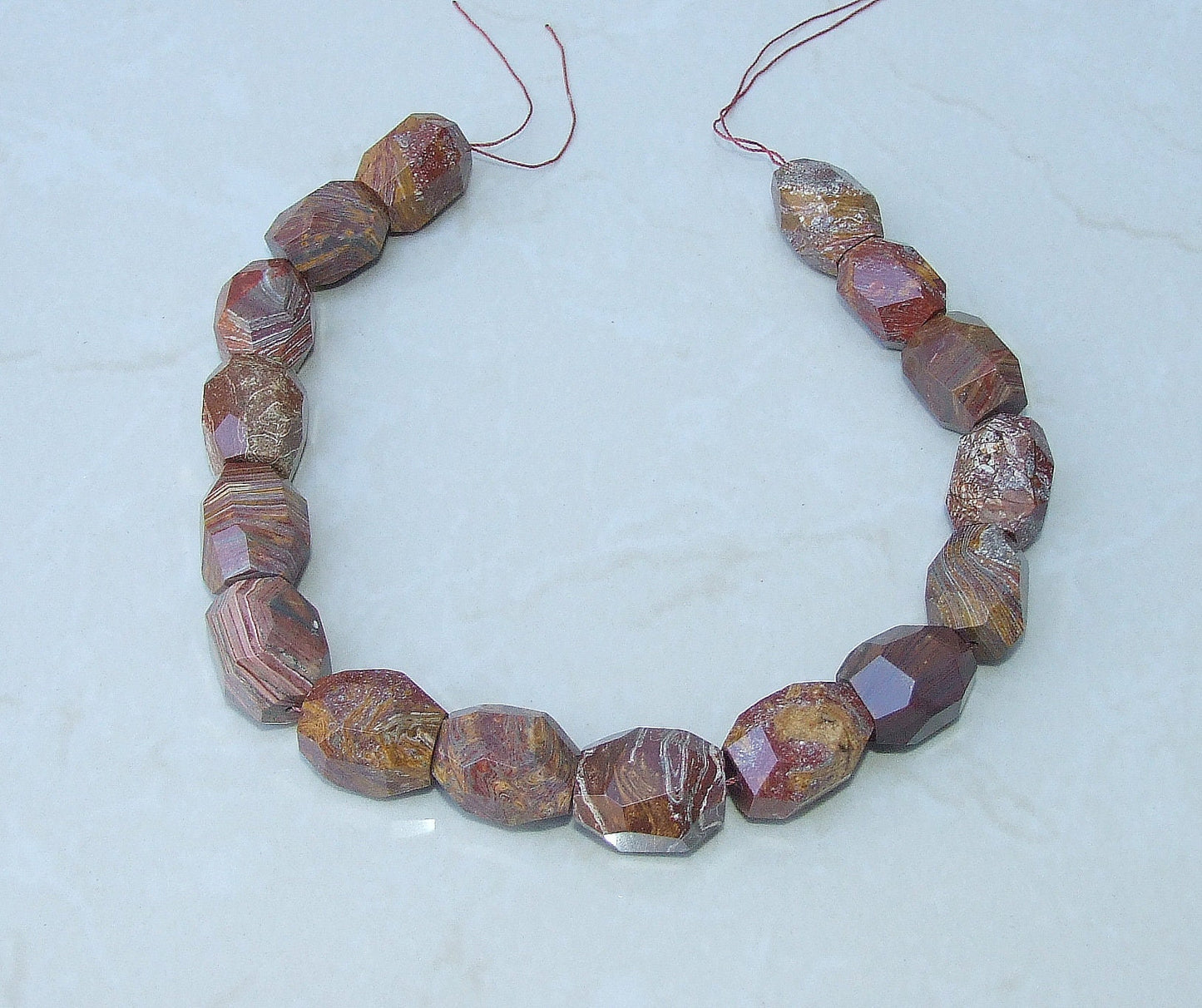 Petrified Wood Jasper Faceted Barrel Nugget Bead, Jasper Pendant, Gemstone Beads, Jewelry Stones, Jasper Beads, Half Strand - 18mm x 25mm - EDGBeadsandGems