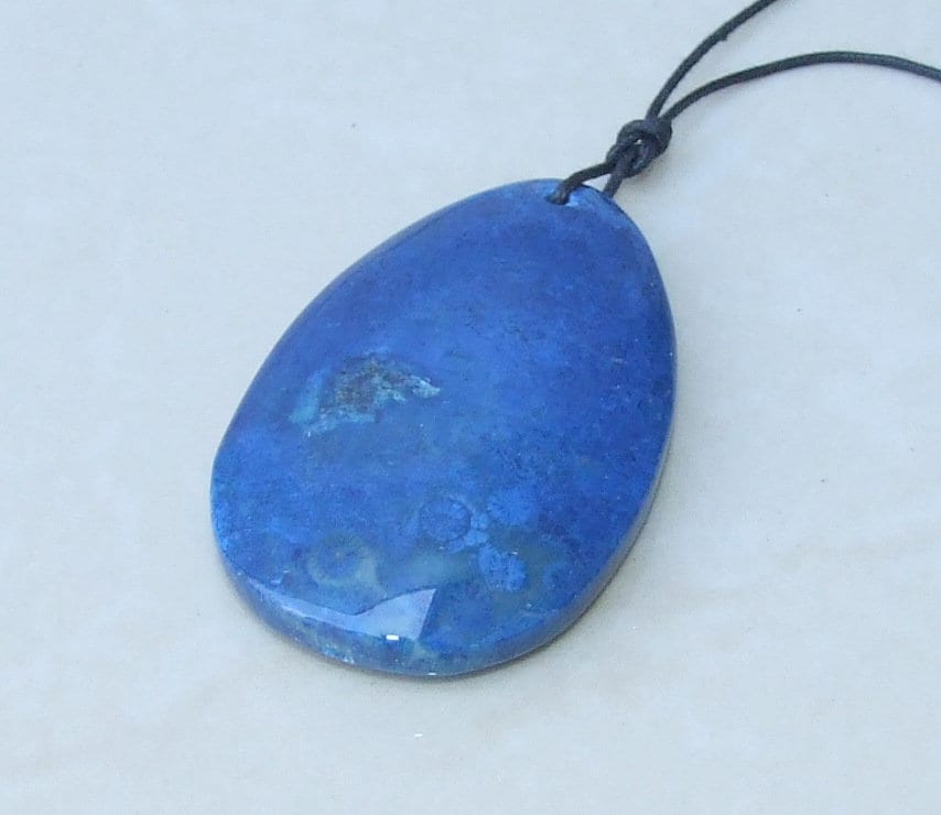 Fossil Coral Agate Pendant, Natural Stone Pendant, Druzy Pendant, Gemstone Pendant, Jewelry Stone, Necklace Pendant, 34mm x 53mm - 8915 - EDGBeadsandGems