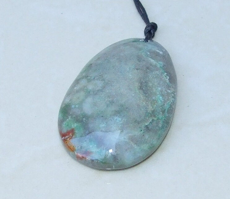 Fossil Coral Agate Pendant, Natural Stone Pendant, Druzy Pendant, Gemstone Pendant, Jewelry Stone, Necklace Pendant, 33mm x 55mm - 8975 - EDGBeadsandGems