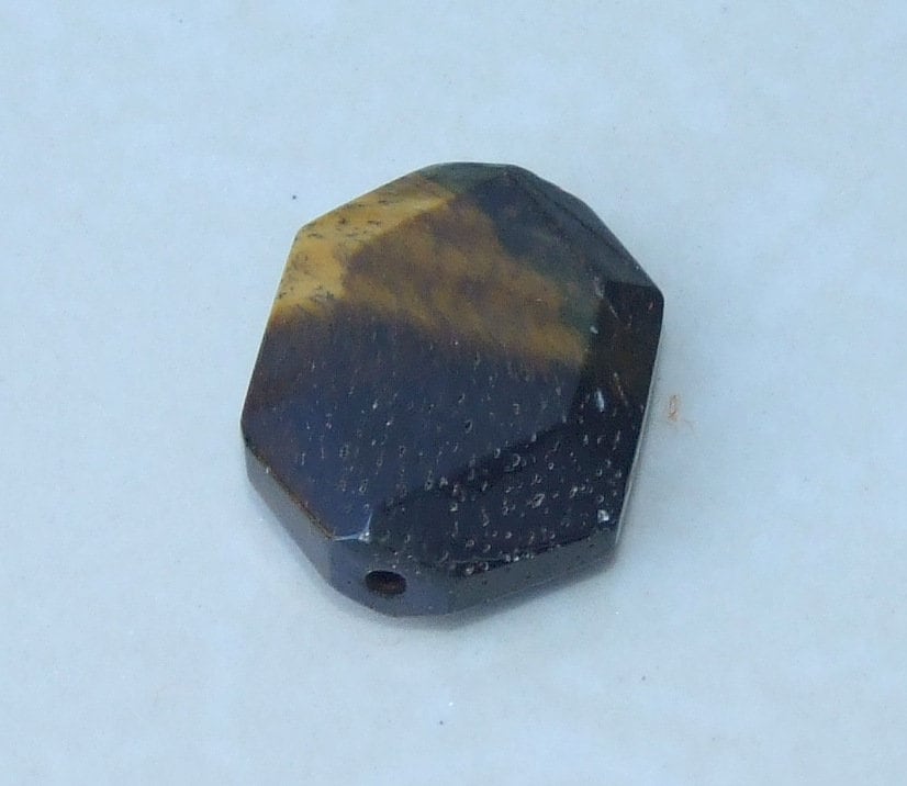 Tiger Eye Stone, Natural Stone Bead, Gemstone Bead, Polished Gemstone Pendant, Faceted Jewelry Stone, Necklace Pendant, 23mm x 30mm - 9210 - EDGBeadsandGems