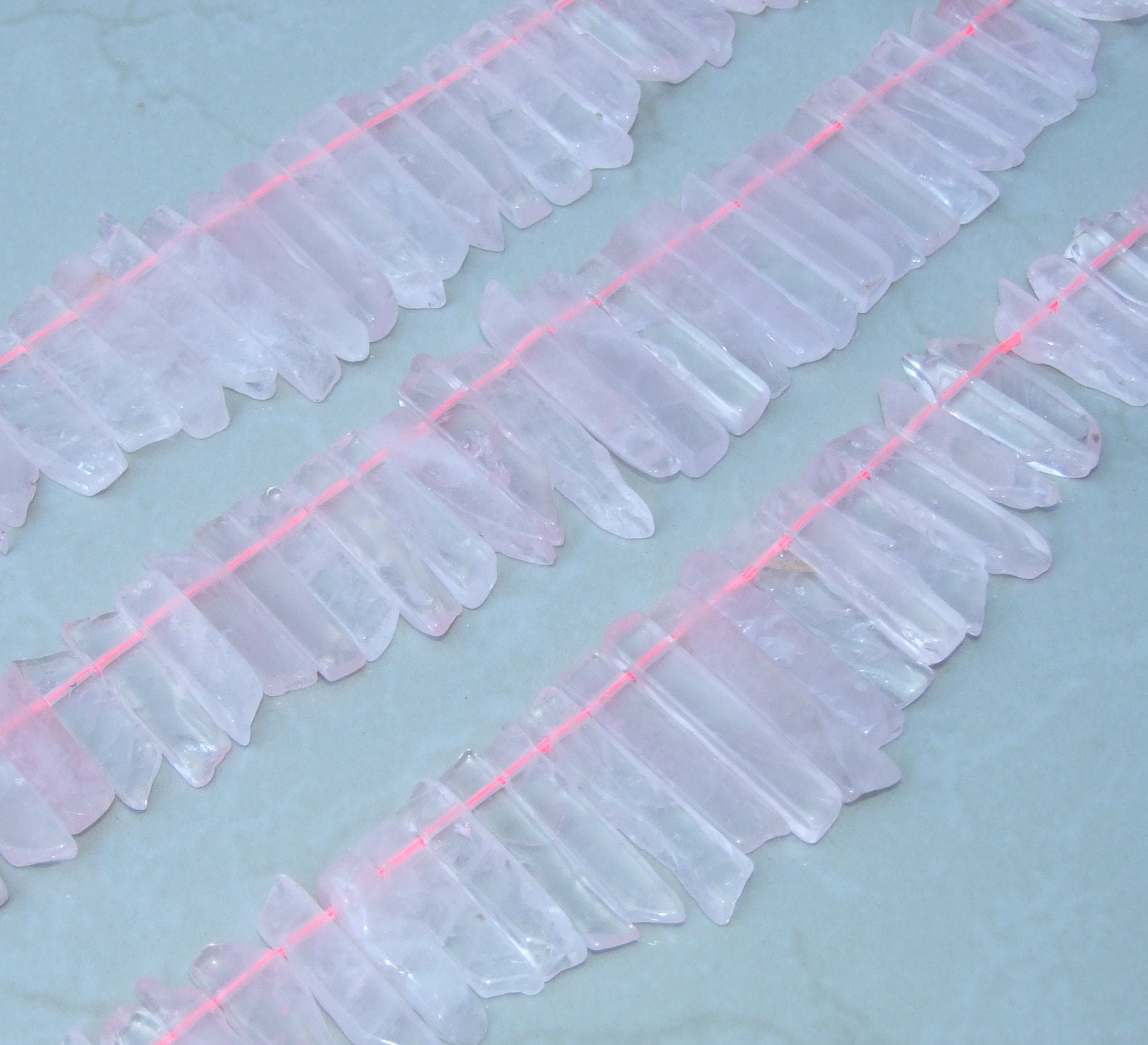 Rose Quartz Slice, Polished Slice, Quartz Beads, Quartz Pendants, Gemstone Beads, Loose Quartz Jewelry Stones, Half Strand - 20mm to 45+mm - EDGBeadsandGems