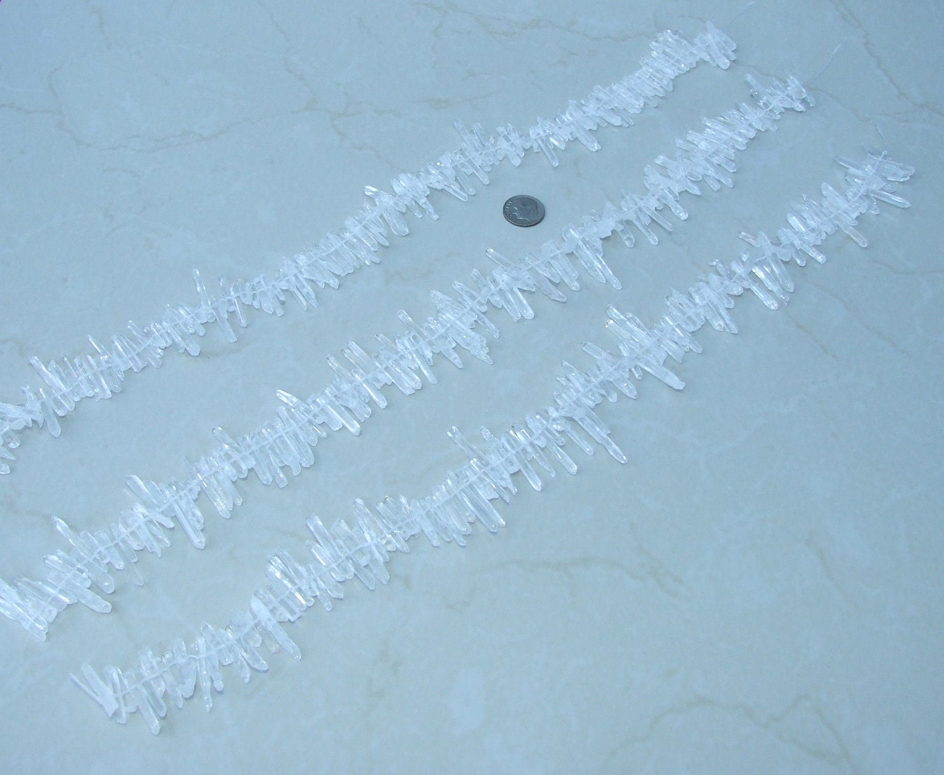 Super Thin Polished Quartz, Quartz Crystals Points, Natural Quartz Strand, Random Lengths, Gemstone Beads, Half/Full Strand, 2-4mm x 15-28mm - EDGBeadsandGems