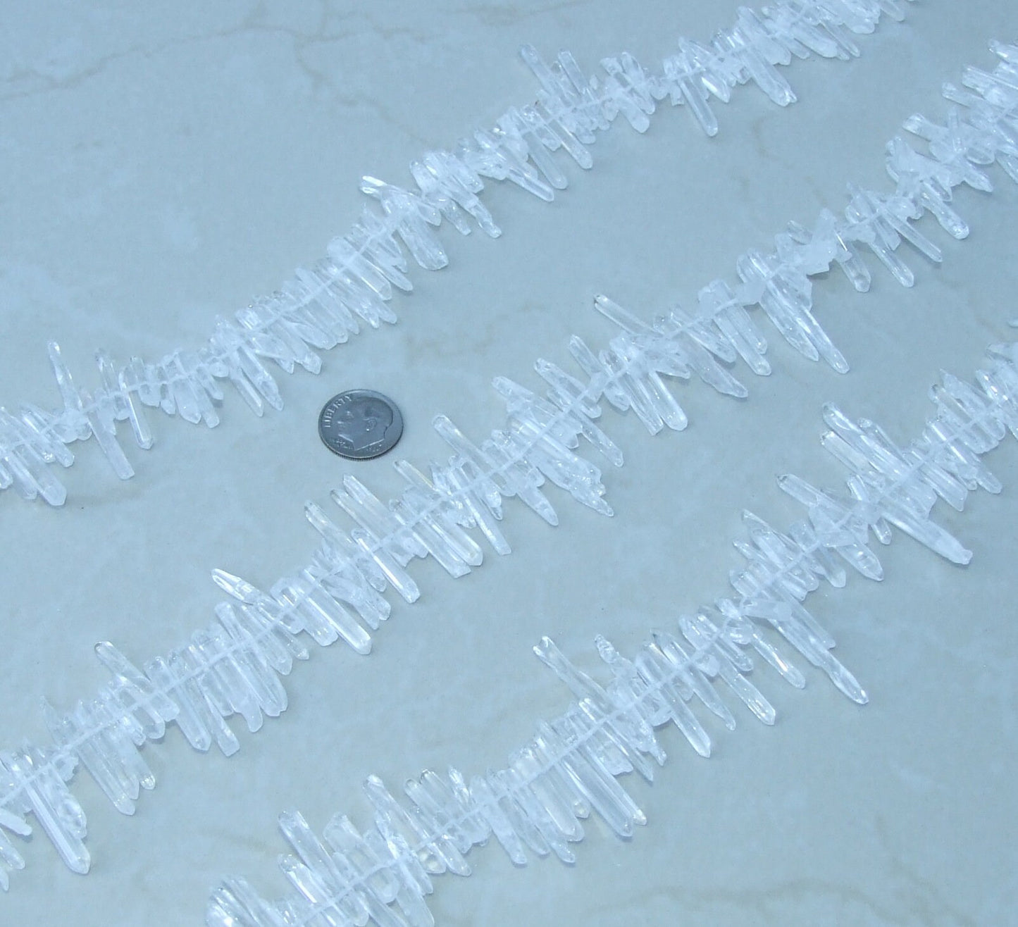 Super Thin Polished Quartz, Quartz Crystals Points, Natural Quartz Strand, Random Lengths, Gemstone Beads, Half/Full Strand, 2-4mm x 15-30mm - EDGBeadsandGems