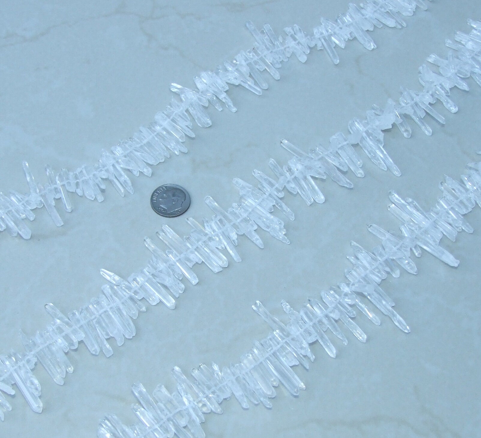 Super Thin Polished Quartz, Quartz Crystals Points, Natural Quartz Strand, Random Lengths, Gemstone Beads, Half/Full Strand, 2-4mm x 15-30mm - EDGBeadsandGems