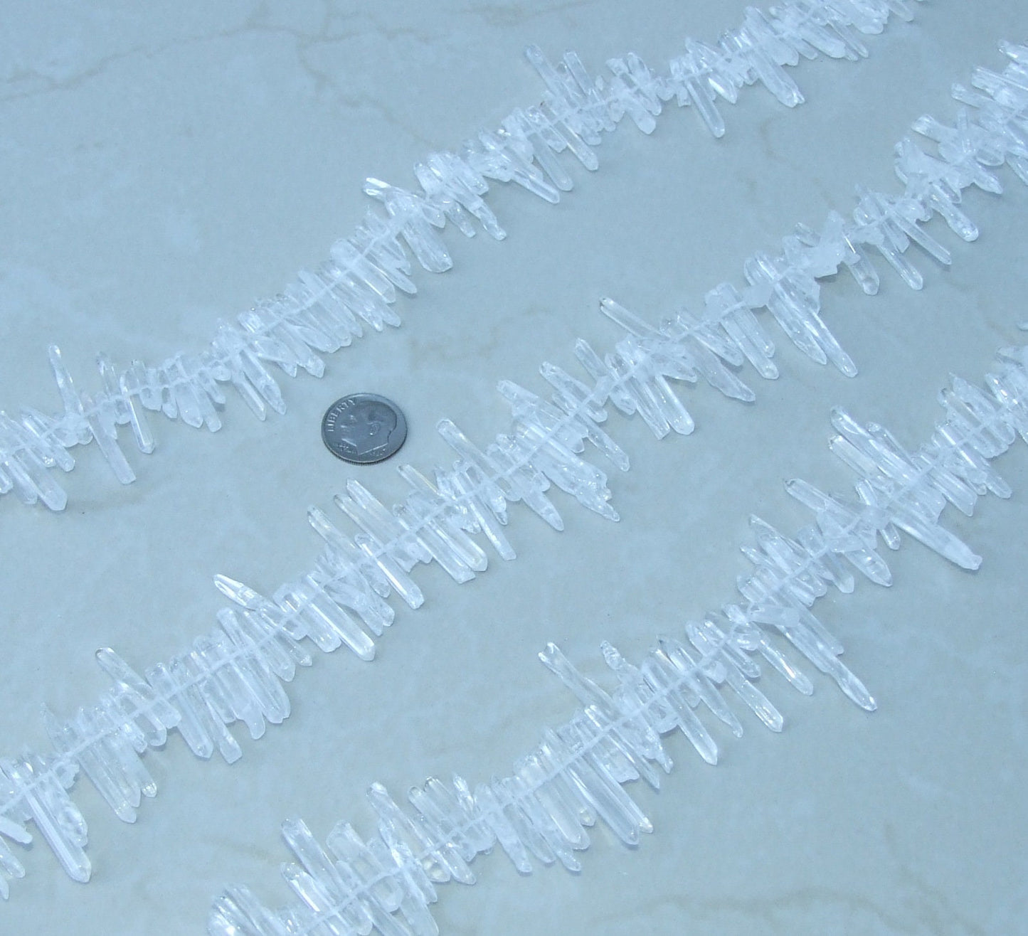 Super Thin Polished Quartz, Quartz Crystals Points, Natural Quartz Strand, Random Lengths, Gemstone Beads, Half/Full Strand, 2-4mm x 15-28mm - EDGBeadsandGems