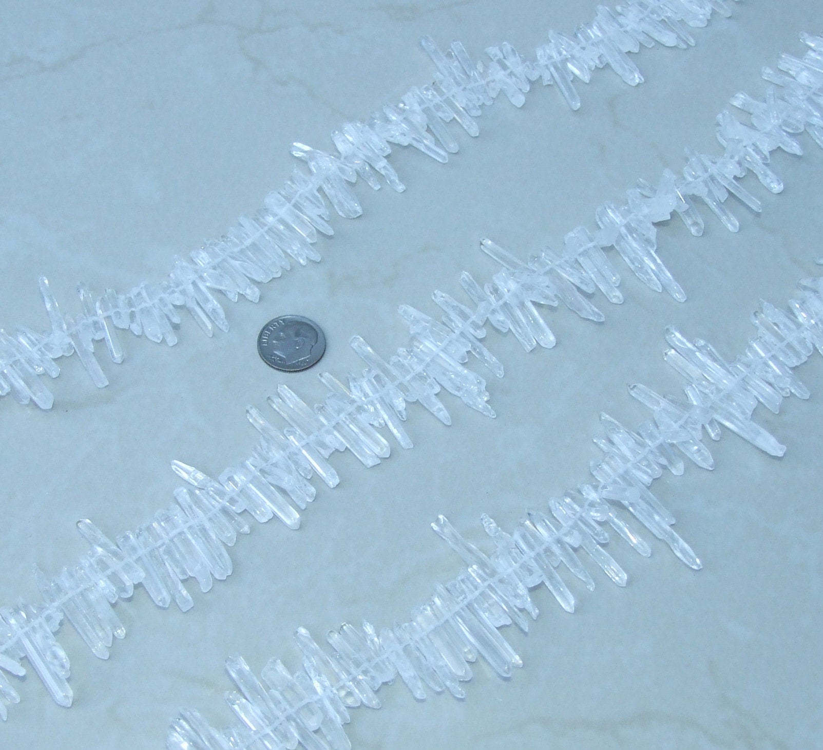Super Thin Polished Quartz, Quartz Crystals Points, Natural Quartz Strand, Random Lengths, Gemstone Beads, Half/Full Strand, 2-4mm x 15-28mm - EDGBeadsandGems