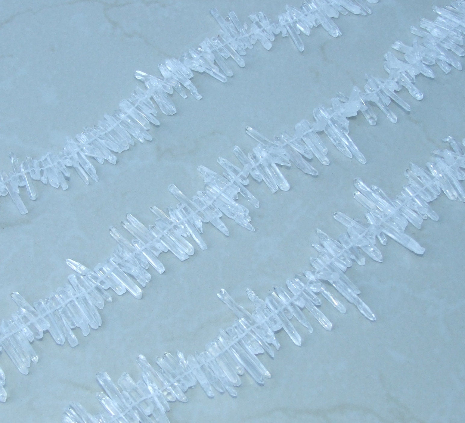 Super Thin Polished Quartz, Quartz Crystals Points, Natural Quartz Strand, Random Lengths, Gemstone Beads, Half/Full Strand, 2-4mm x 15-28mm - EDGBeadsandGems