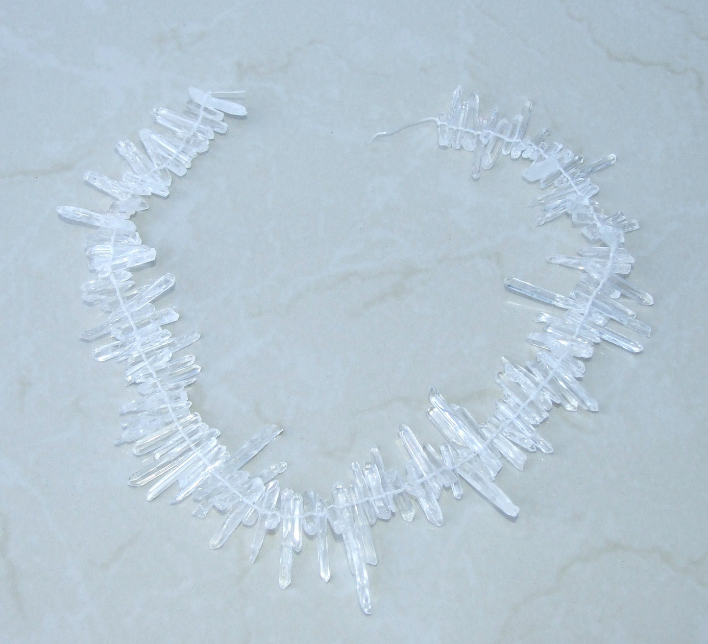 Super Thin Polished Quartz, Quartz Crystals Points, Natural Quartz Strand, Random Lengths, Gemstone Beads, Half/Full Strand, 2-4mm x 15-30mm - EDGBeadsandGems
