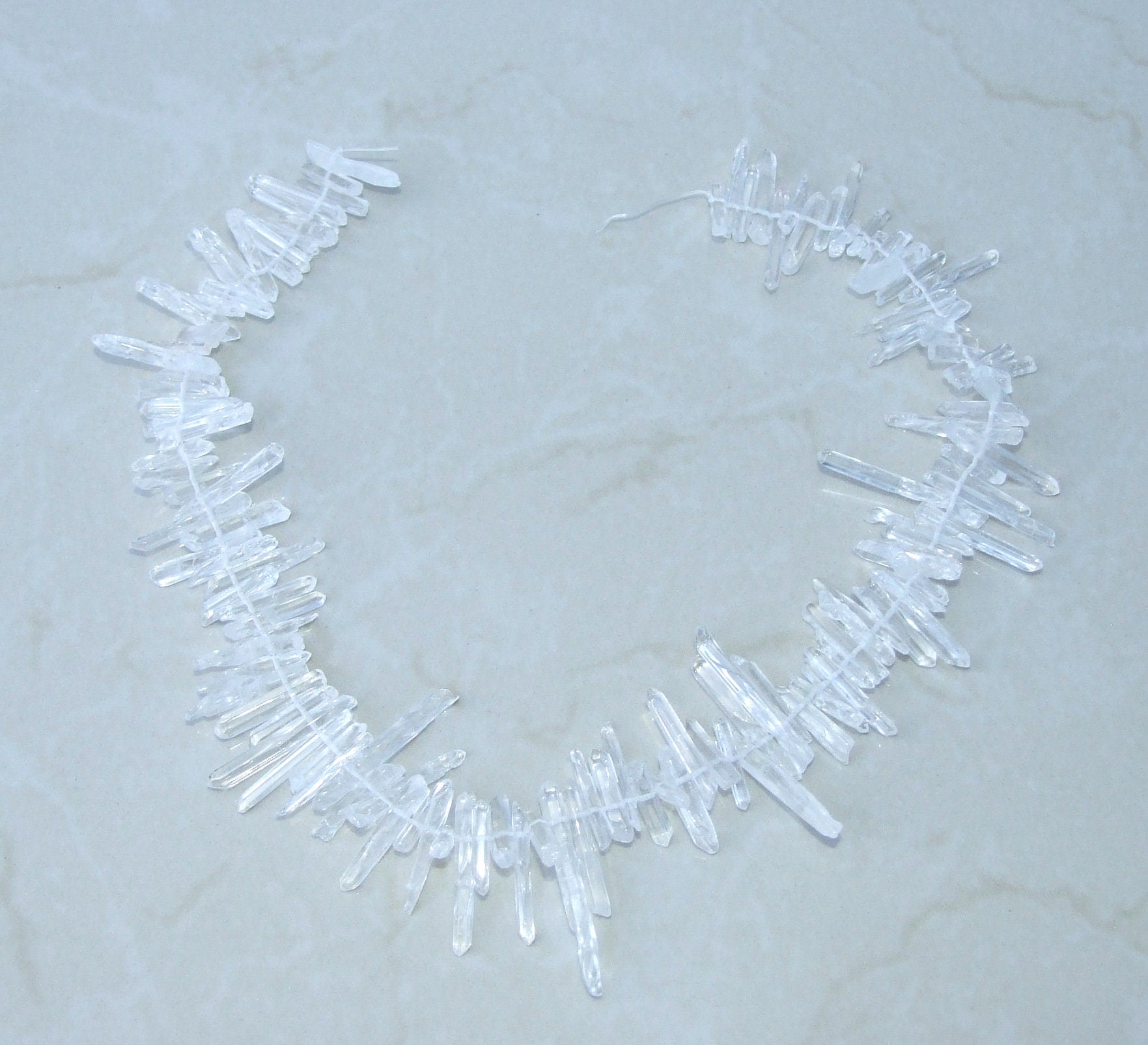 Super Thin Polished Quartz, Quartz Crystals Points, Natural Quartz Strand, Random Lengths, Gemstone Beads, Half/Full Strand, 2-4mm x 15-30mm - EDGBeadsandGems