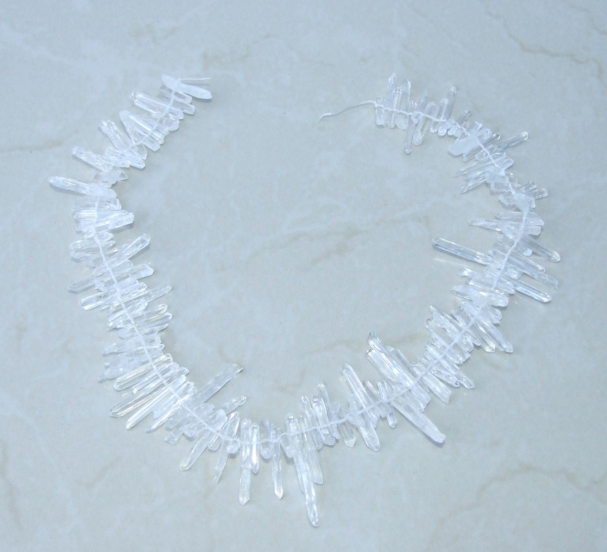 Super Thin Polished Quartz, Quartz Crystals Points, Natural Quartz Strand, Random Lengths, Gemstone Beads, Half/Full Strand, 2-4mm x 15-28mm - EDGBeadsandGems