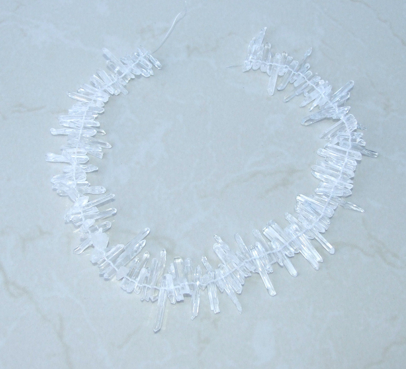 Super Thin Polished Quartz, Quartz Crystals Points, Natural Quartz Strand, Random Lengths, Gemstone Beads, Half/Full Strand, 2-4mm x 15-28mm - EDGBeadsandGems