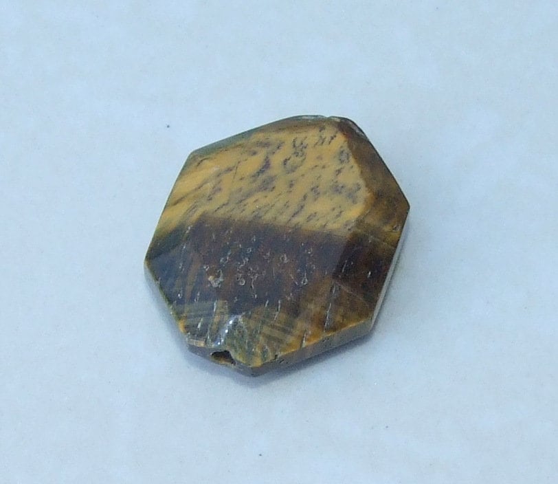 Tiger Eye Stone, Natural Stone Bead, Gemstone Bead, Polished Gemstone Pendant, Faceted Jewelry Stone, Necklace Pendant, 23mm x 29mm - 9207 - EDGBeadsandGems