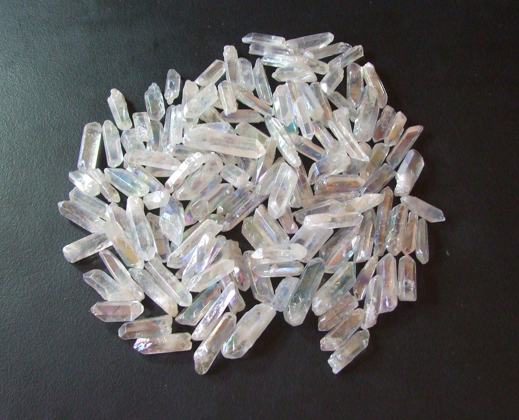 10 Large Lightly Polished Undrilled Angel Aura Quartz Crystals Points, AB Titanium Quartz, Gemstone Beads, Wand, Healing Quartz, 35-45+mm - EDGBeadsandGems