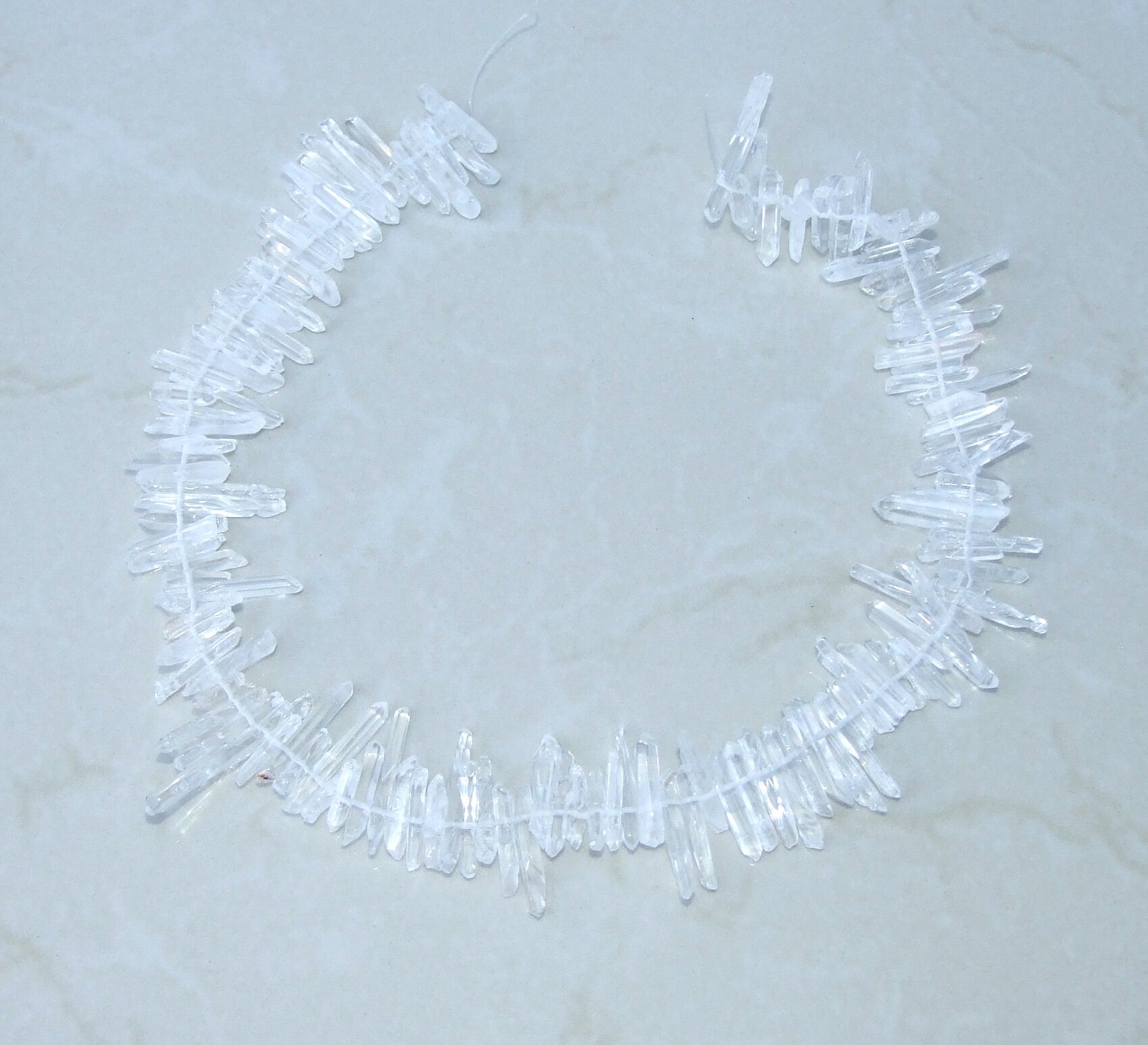 Super Thin Polished Quartz, Quartz Crystals Points, Natural Quartz Strand, Random Lengths, Gemstone Beads, Half/Full Strand, 2-4mm x 15-30mm - EDGBeadsandGems