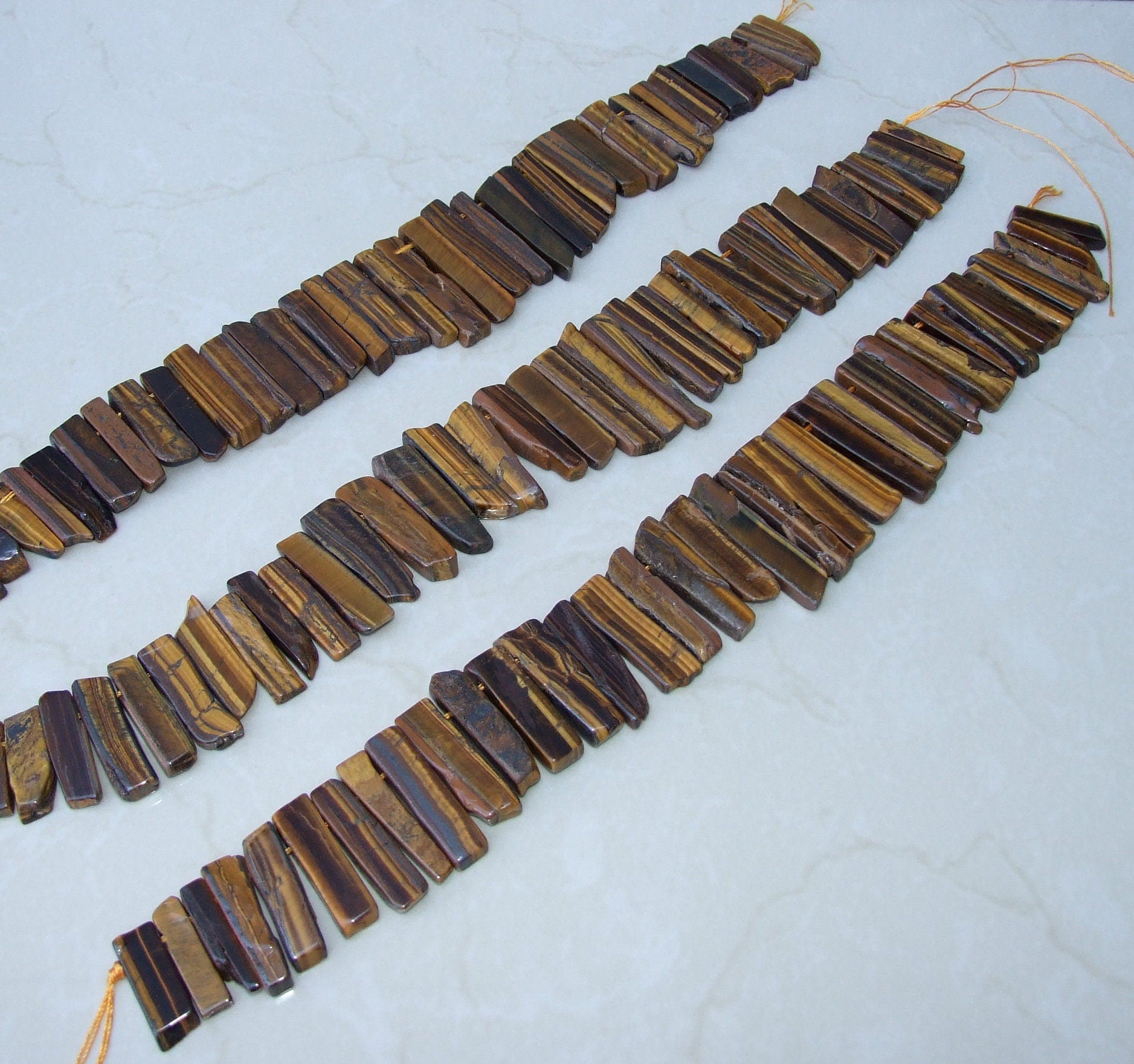Tiger Eye Slice, Gemstone Beads, Tiger Eye Jewelry, Polished Tiger Eye, Gemstone Slice, Tiger Eye Necklace, Half Strand - 35mm to 50+mm - EDGBeadsandGems