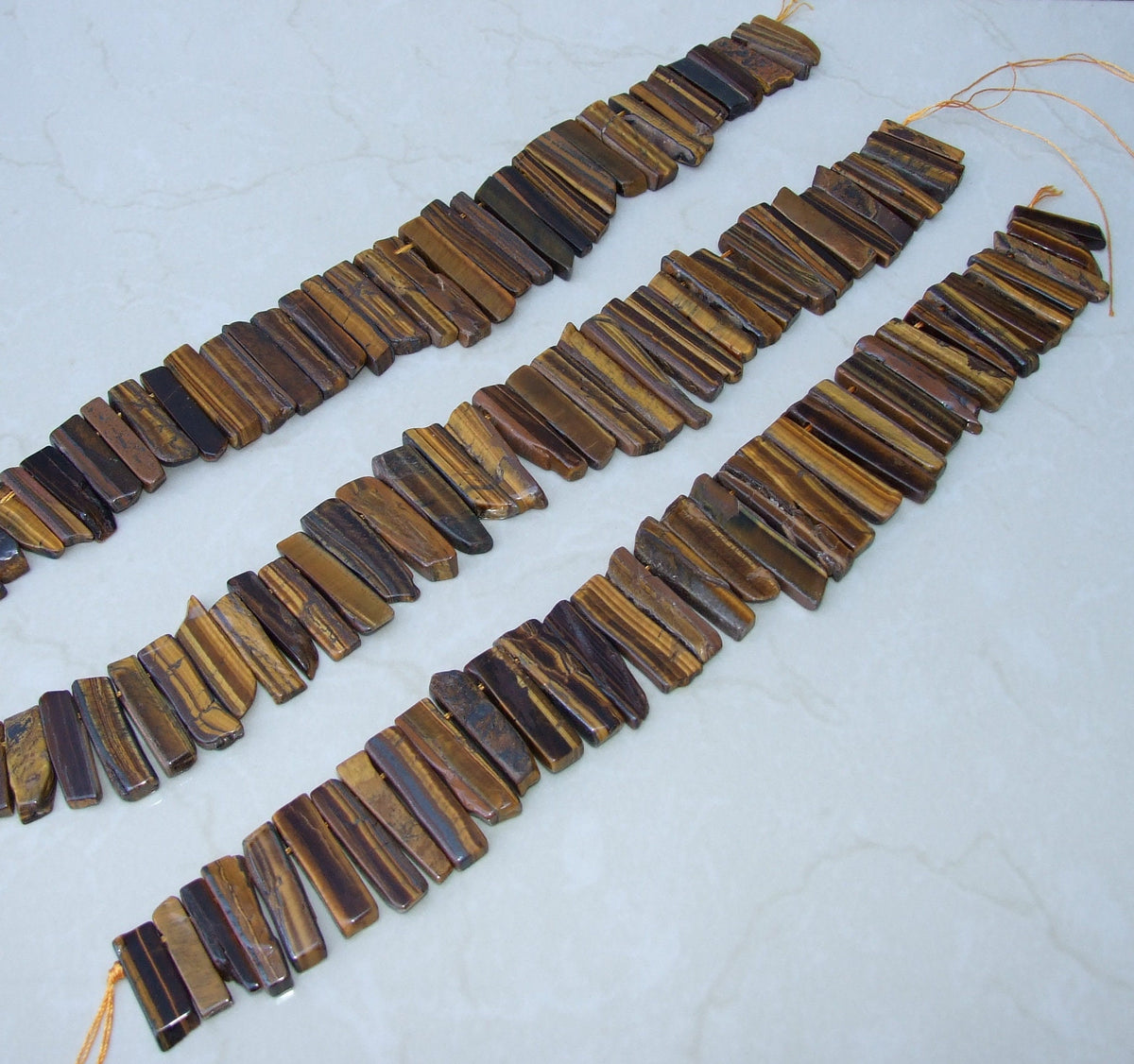 Tiger Eye Slice, Gemstone Beads, Tiger Eye Jewelry, Polished Tiger Eye, Natural Gemstone Slice, Tiger Eye Necklace, Half Strand - 35 - 50mm - EDGBeadsandGems