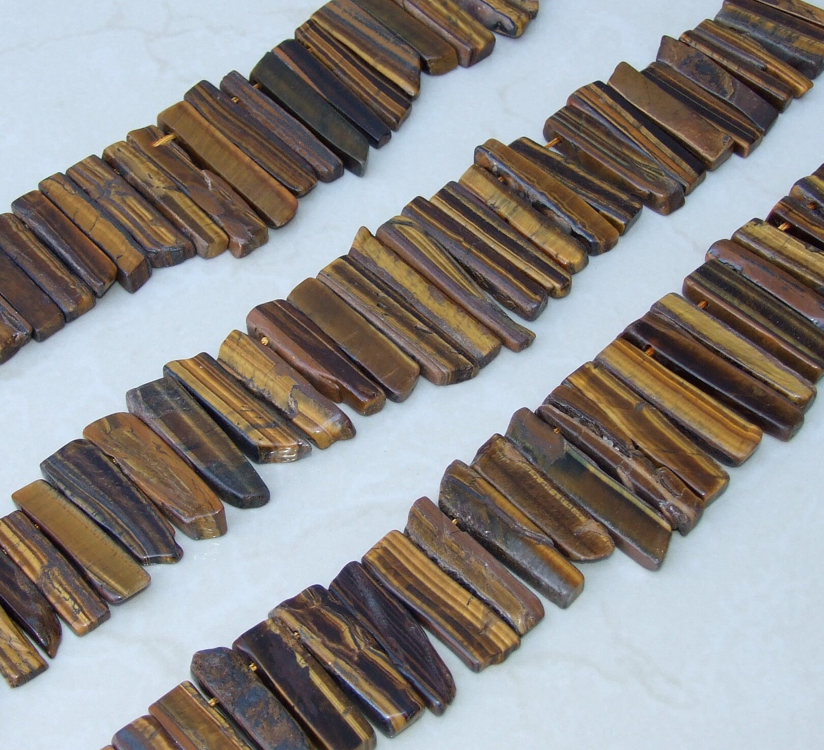 Tiger Eye Slice, Gemstone Beads, Tiger Eye Jewelry, Polished Tiger Eye, Gemstone Slice, Tiger Eye Necklace, Half Strand - 35mm to 50+mm - EDGBeadsandGems