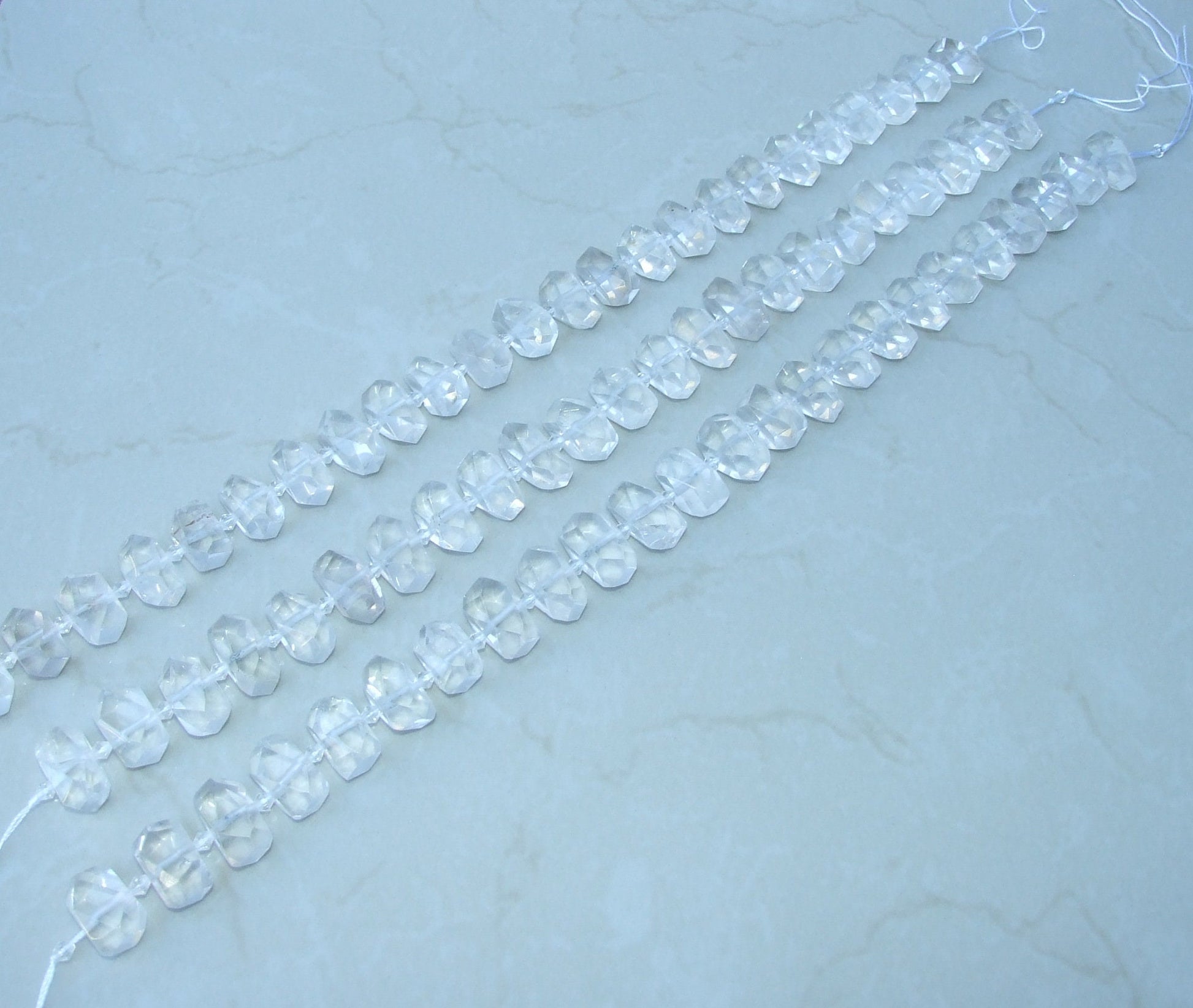 Clear Quartz Faceted Nugget Gemstone Beads, Polished Quartz Bead, Half Strand, Cross Drilled, Loose Stones, Quartz Necklace 14mm x 20mm - EDGBeadsandGems