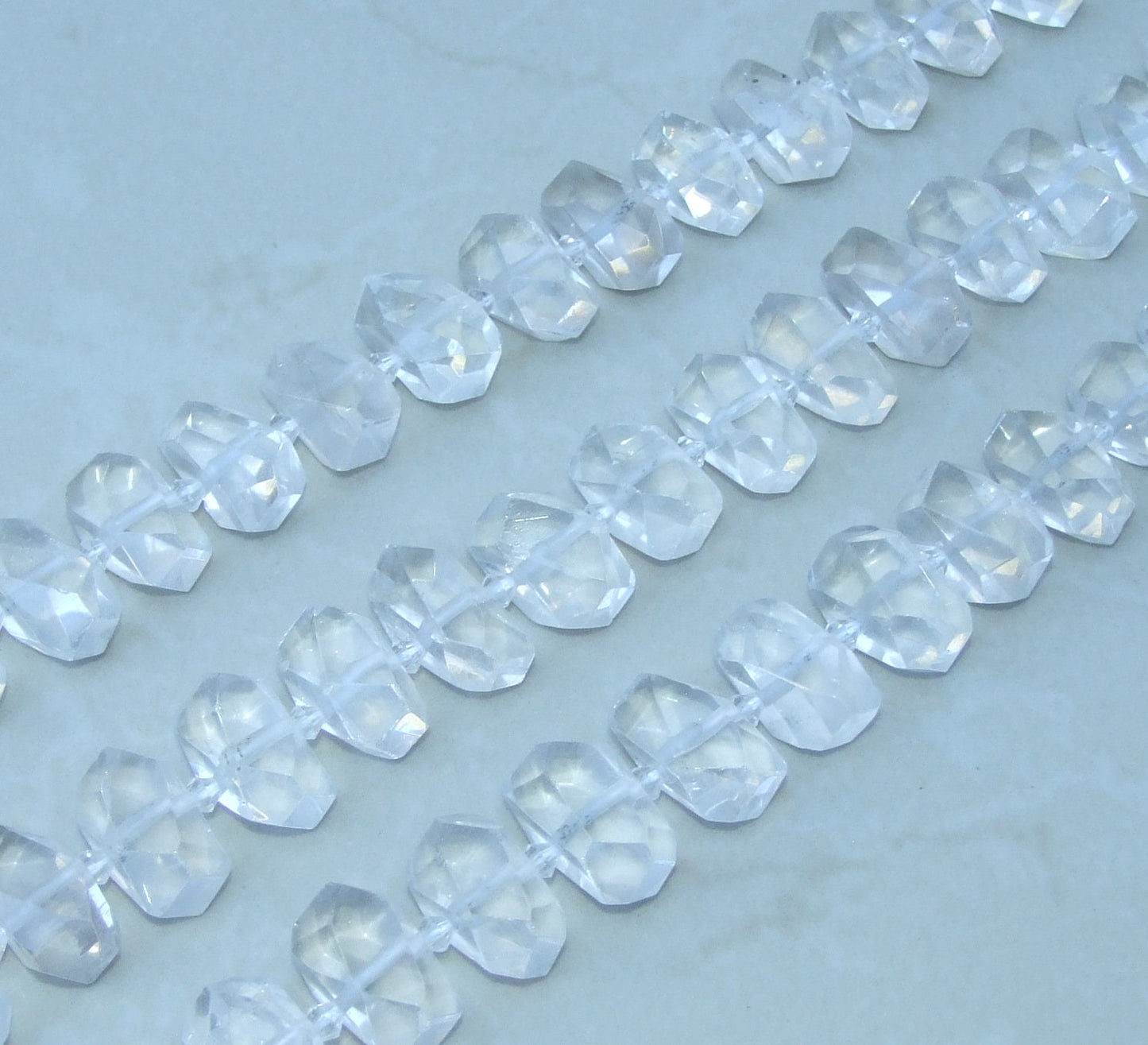 Clear Quartz Faceted Nugget Gemstone Beads, Polished Quartz Bead, Half Strand, Cross Drilled, Loose Stones, Quartz Necklace 14mm x 20mm - EDGBeadsandGems